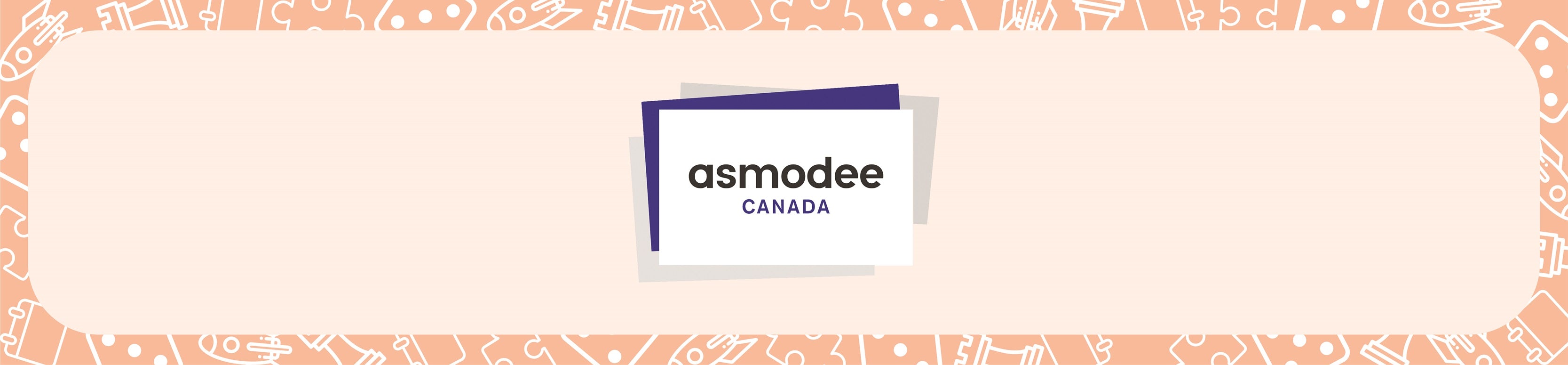 Pale tangerine background with the Asmodee company logo in the centre.