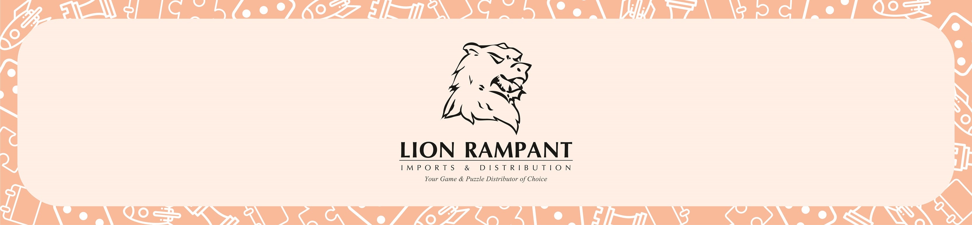 Pale tangerine background with the Lion Rampant Company Logo in the centre.