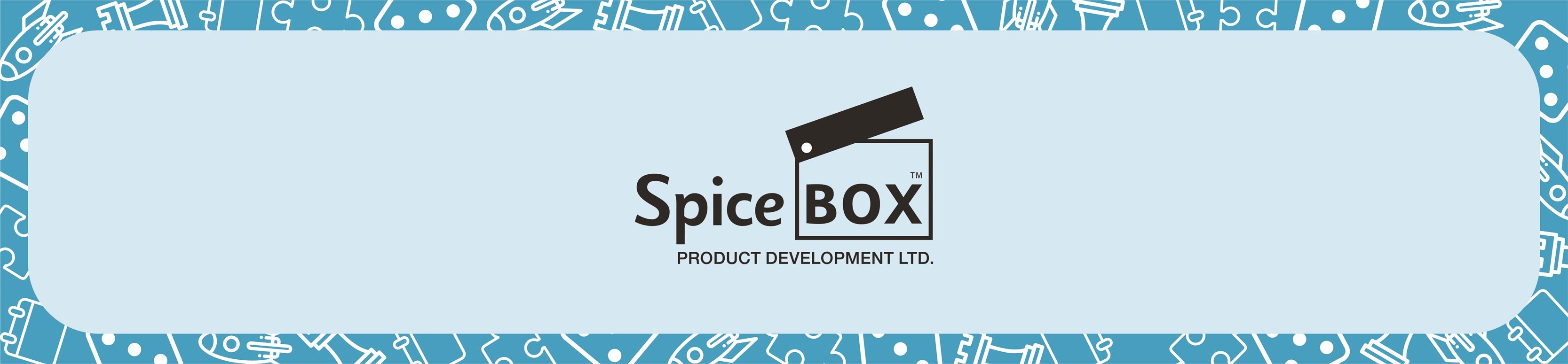 Pale blue background with the Spice Box Company logo in the centre.