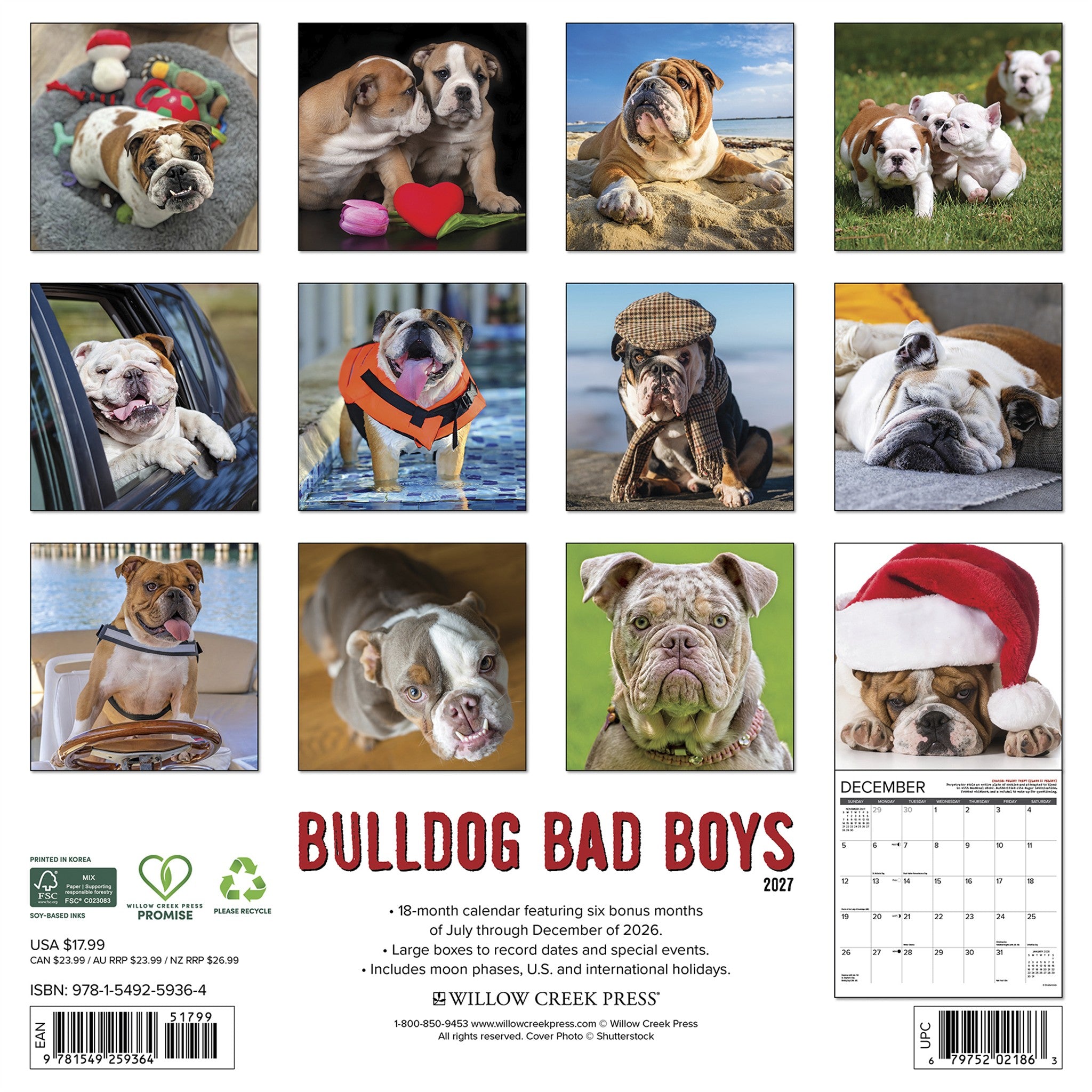 Bulldog Bad Boys 2027 Wall Calendar