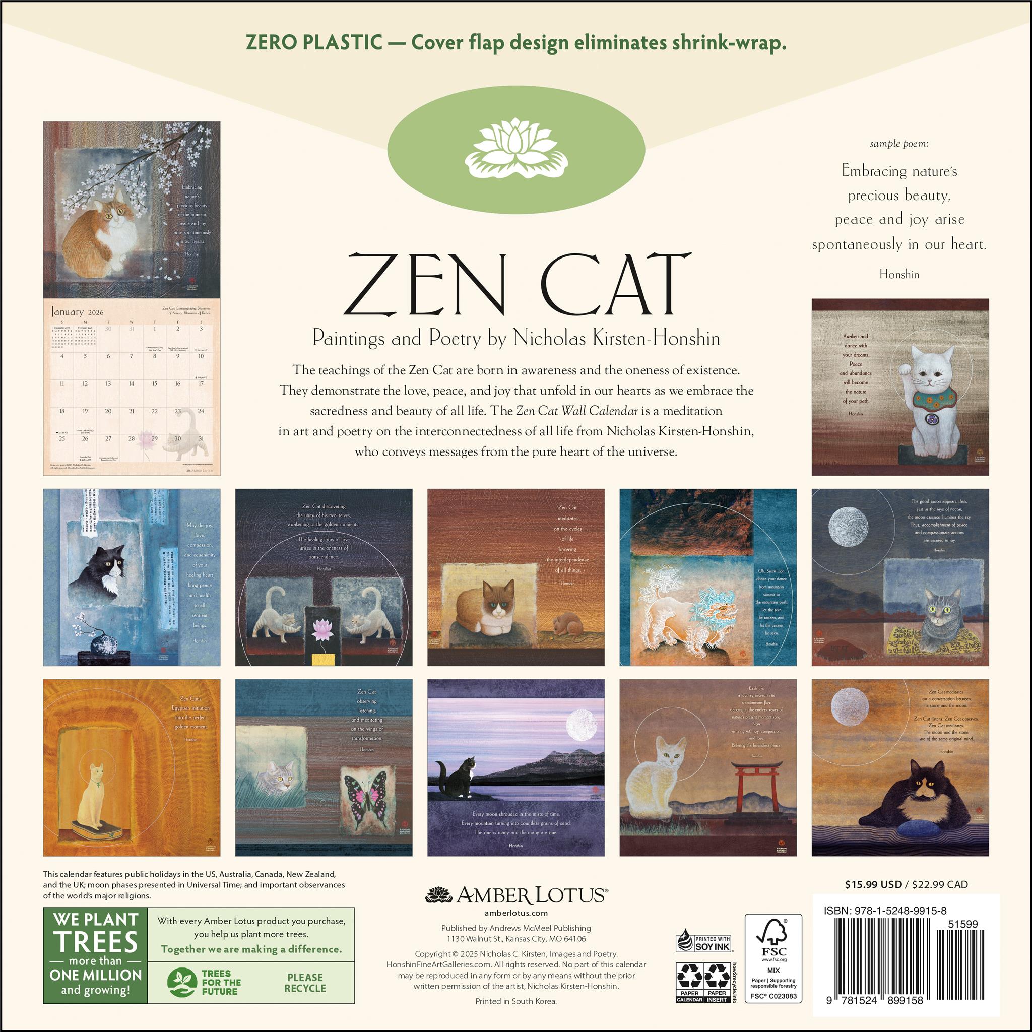 Zen Cat 2026 Wall Calendar - Online Only