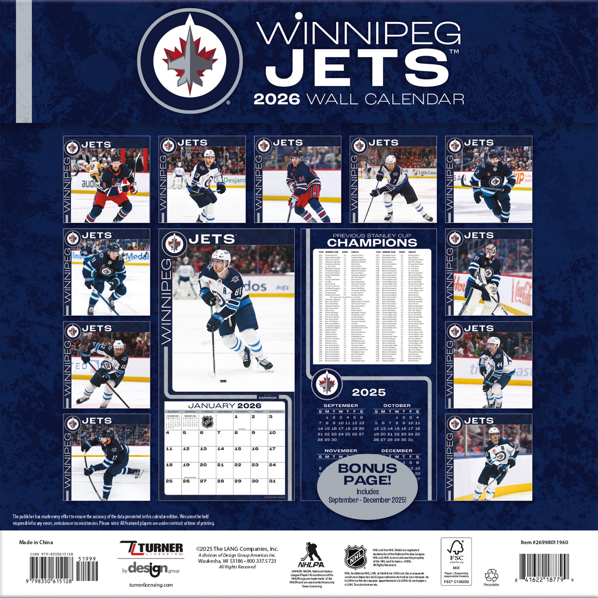 NHL Winnipeg Jets 2026 Wall Calendar - Online Only