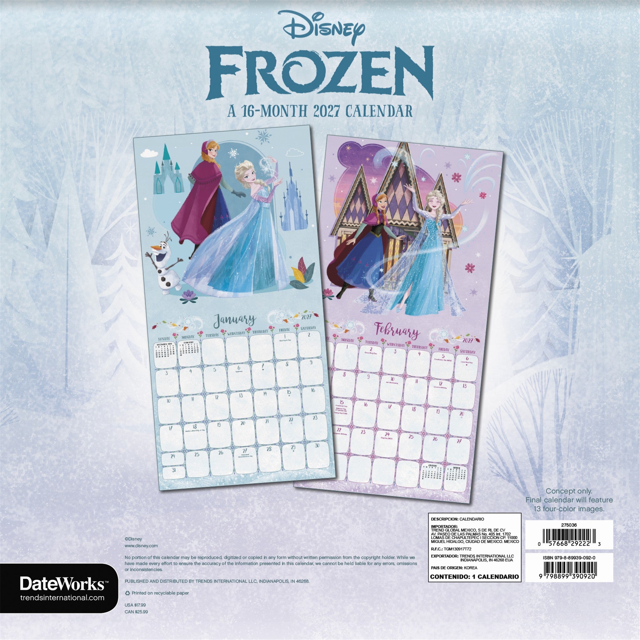 Frozen 2027 Wall Calendar