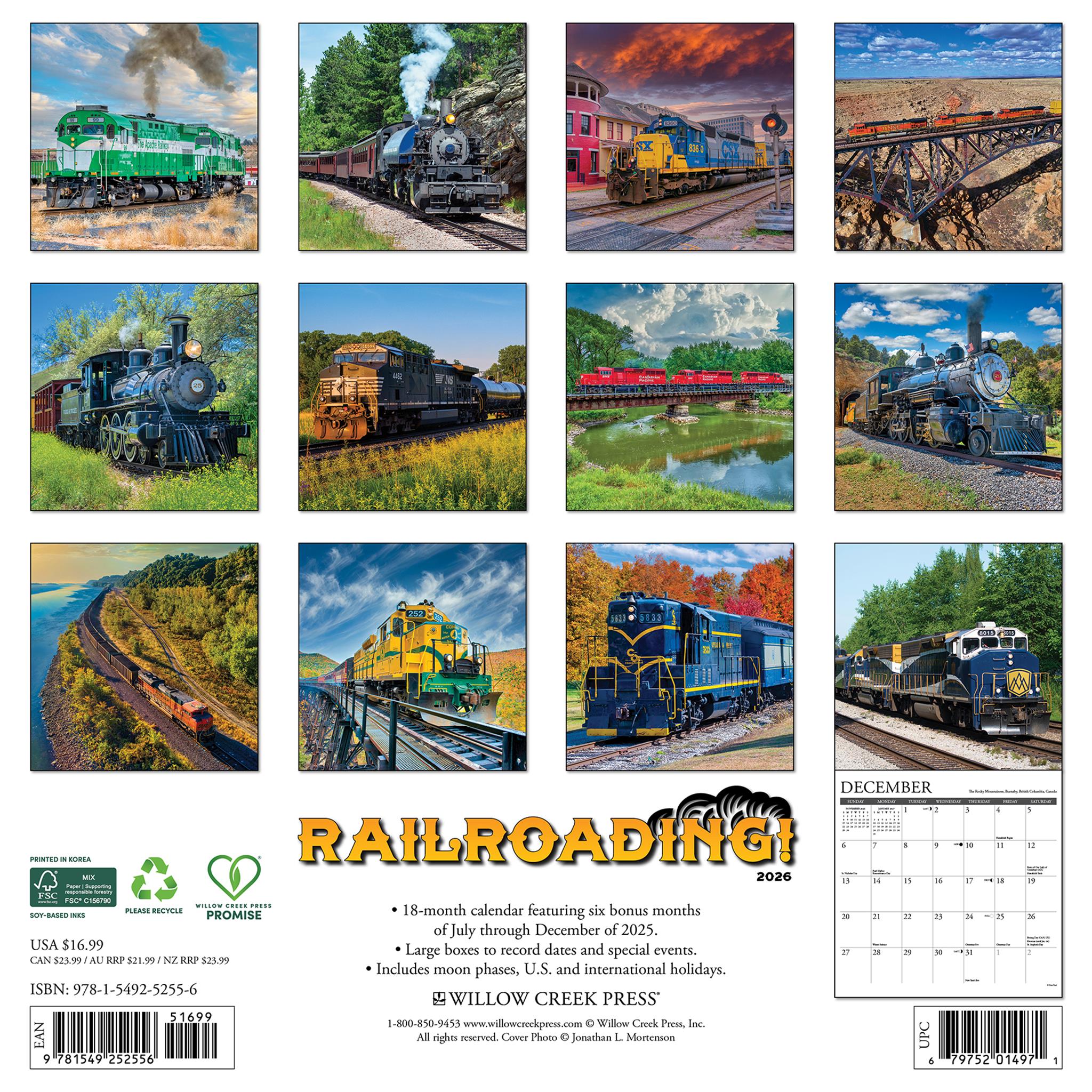 Railroading 2026 Wall Calendar