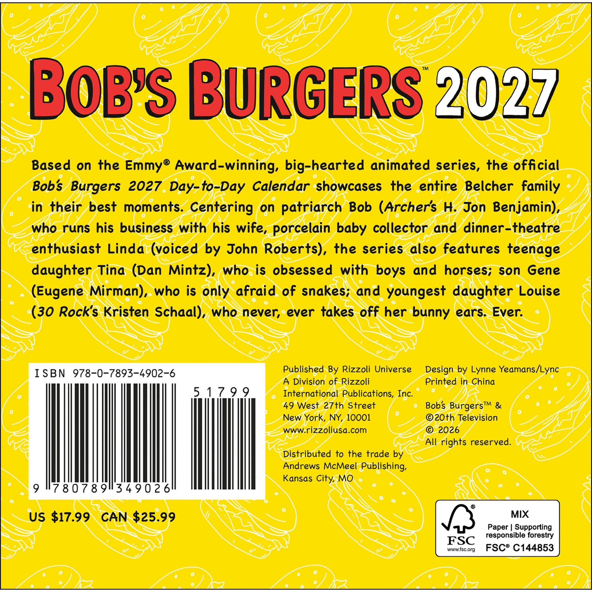 Bob's Burgers 2027 Box Calendar