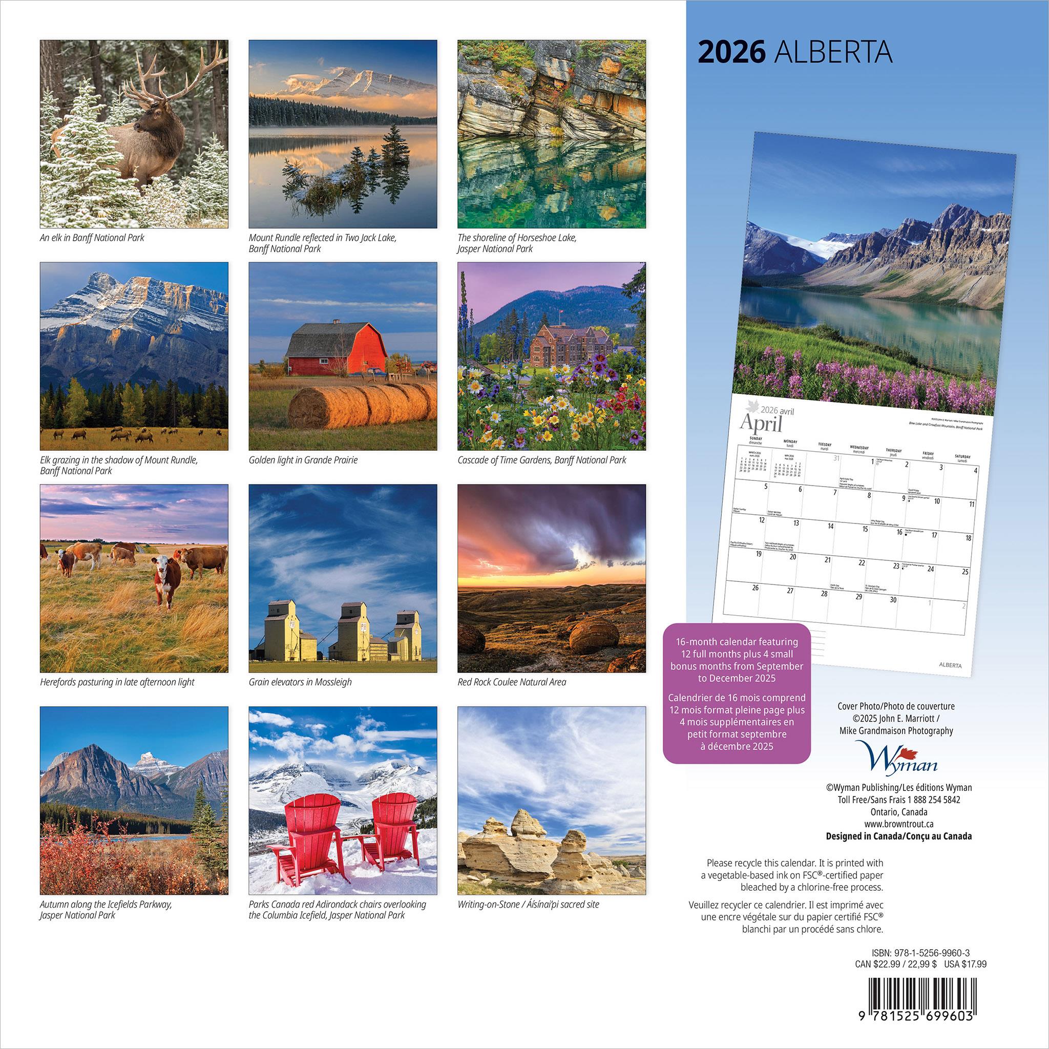 Alberta 2026 Wall Calendar