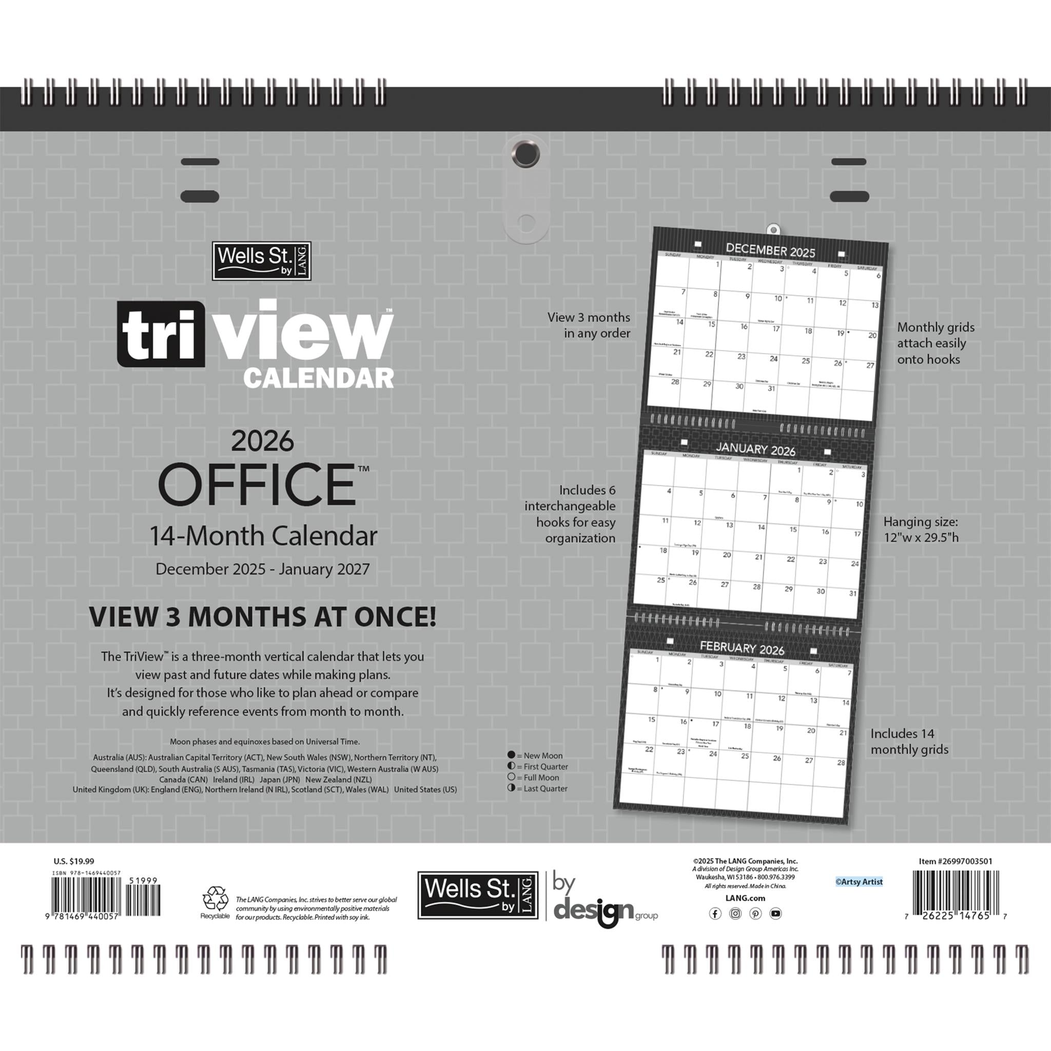 Office Triview 2026 Wall Calendar