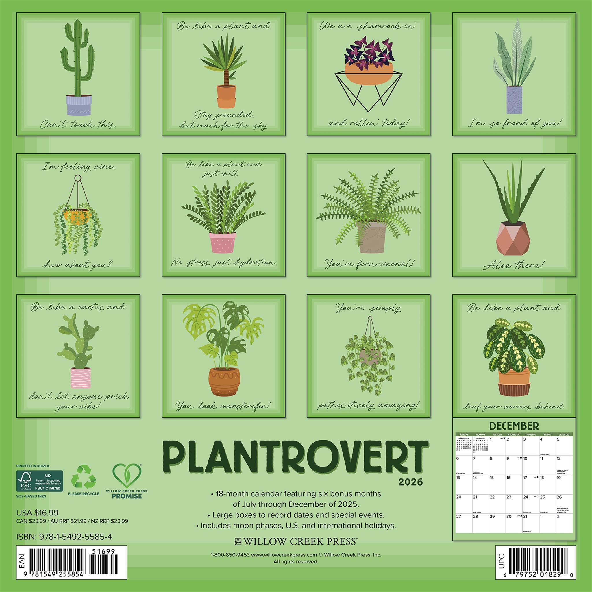 Plantrovert 2026 Wall Calendar