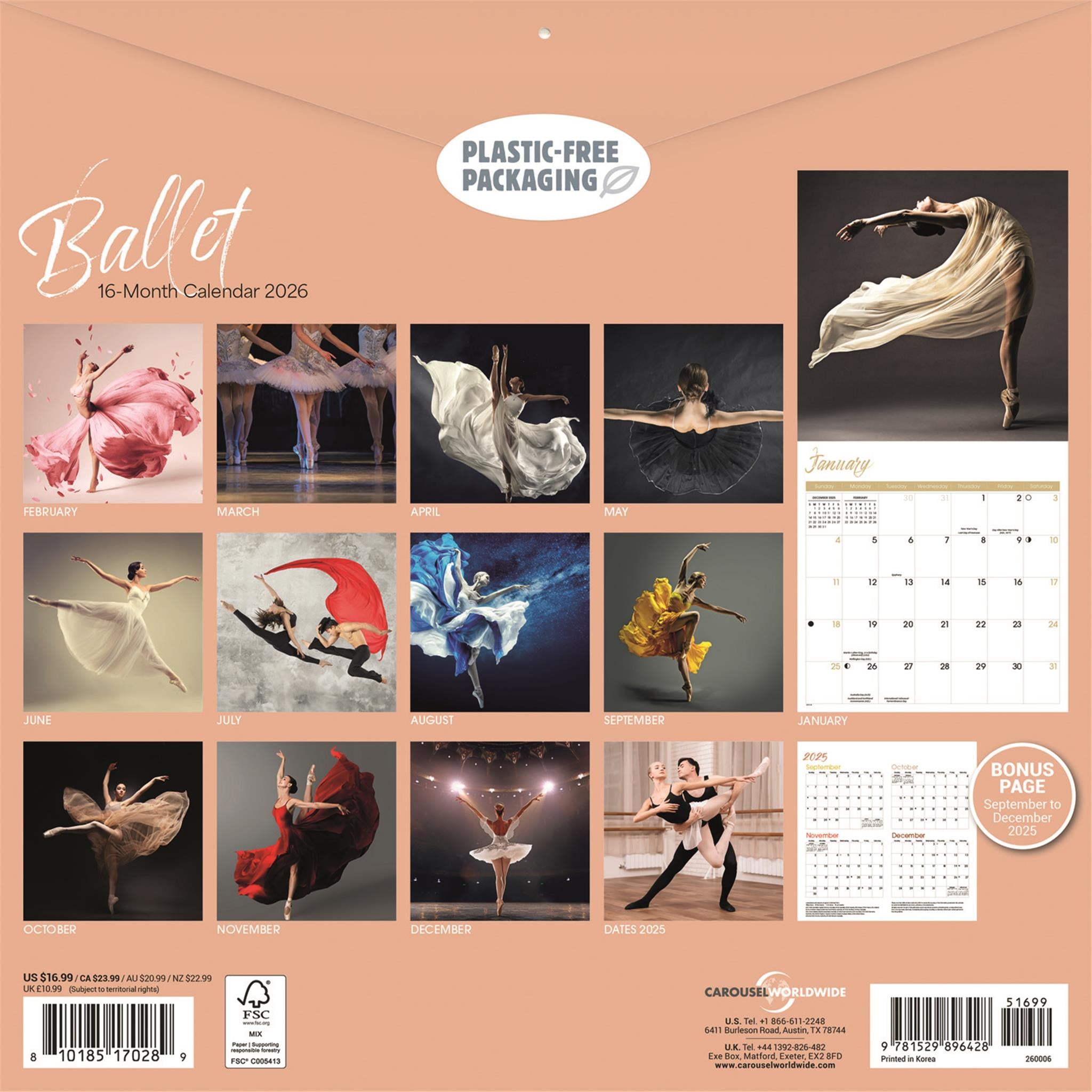 Ballet 2026 Wall Calendar