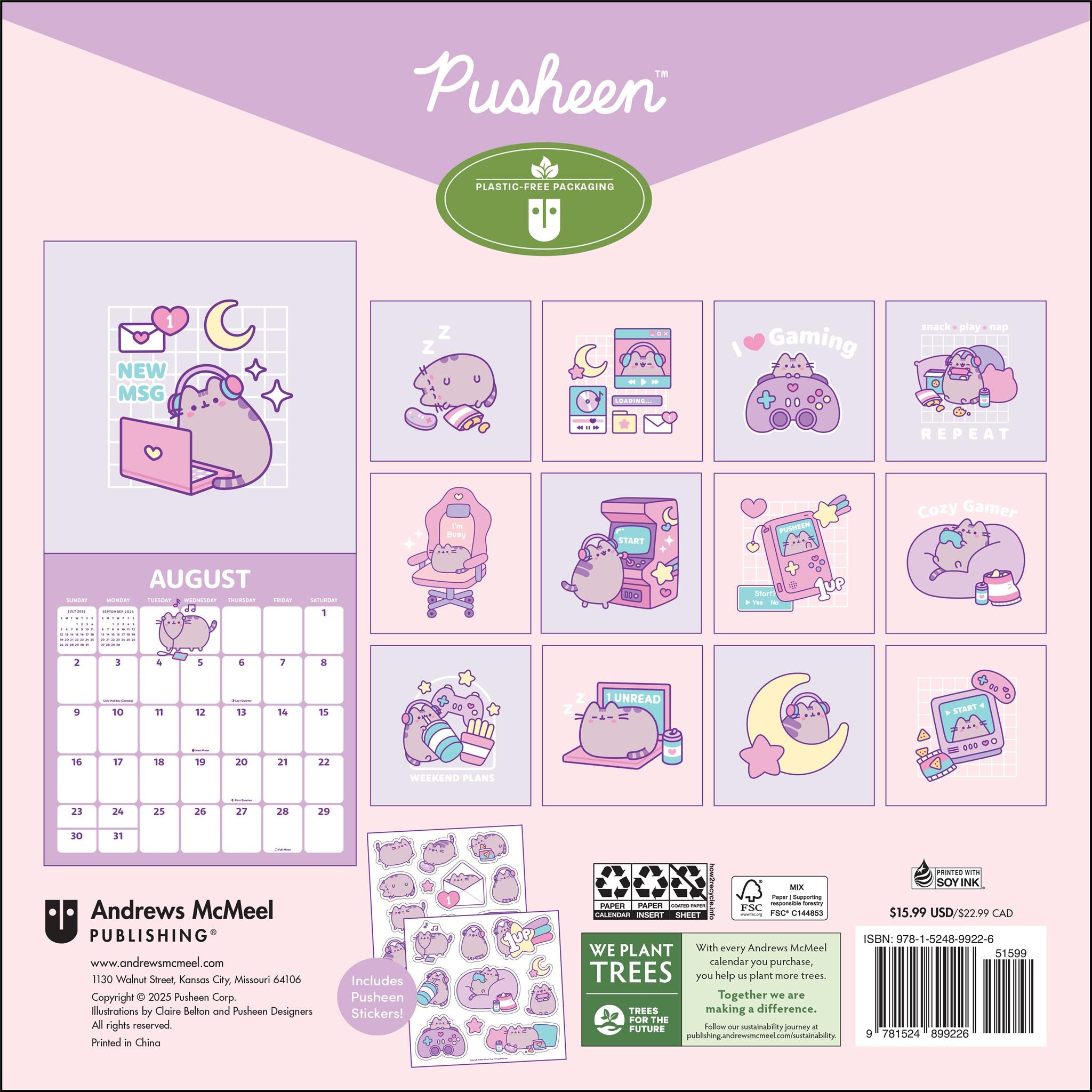Pusheen 2026 Wall Calendar