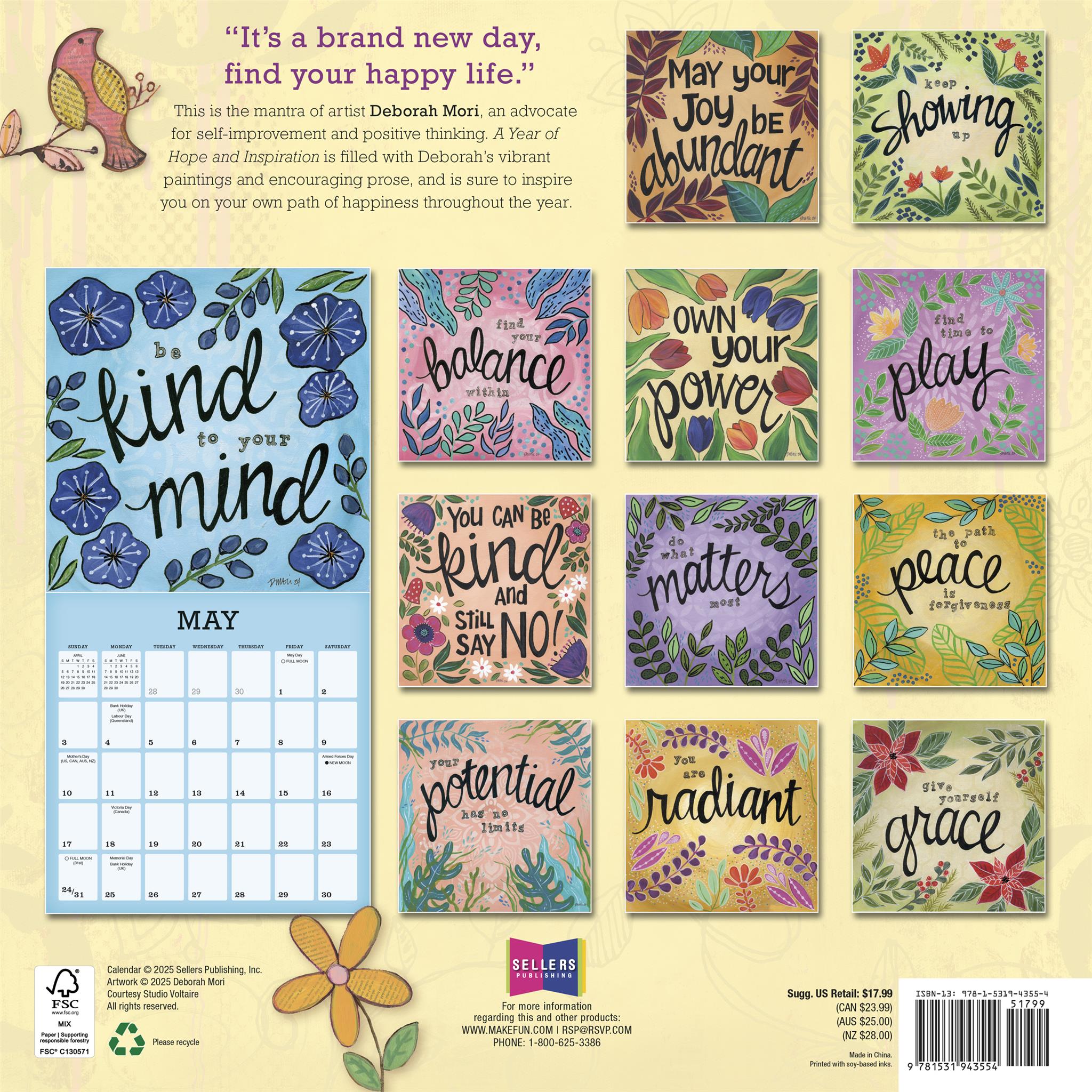 Year Of Hope And Inspiration 2026 Wall Calendar