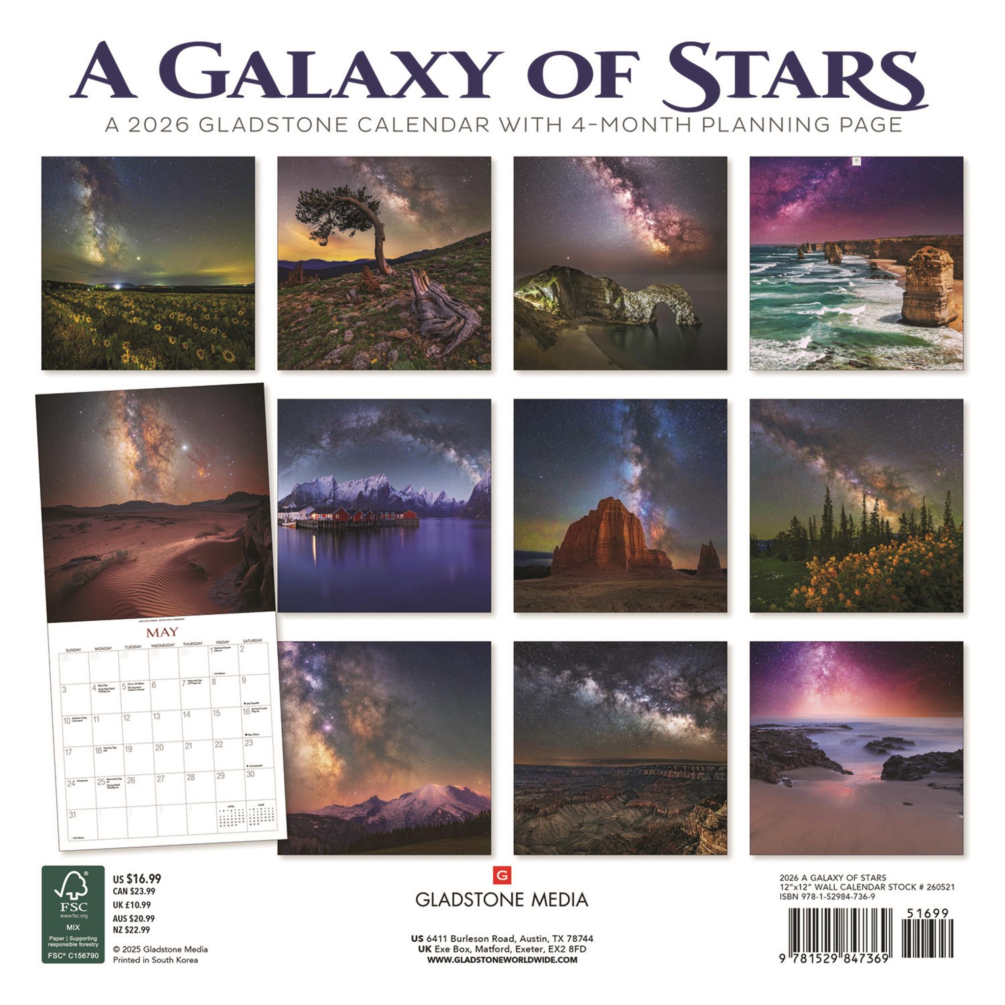 Galaxy Of Stars 2026 Wall Calendar