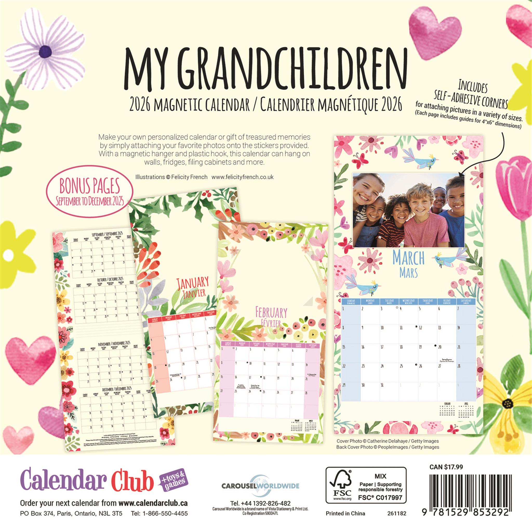 My Grandchildren 2026 Mini Magnetic Photo Calendar
