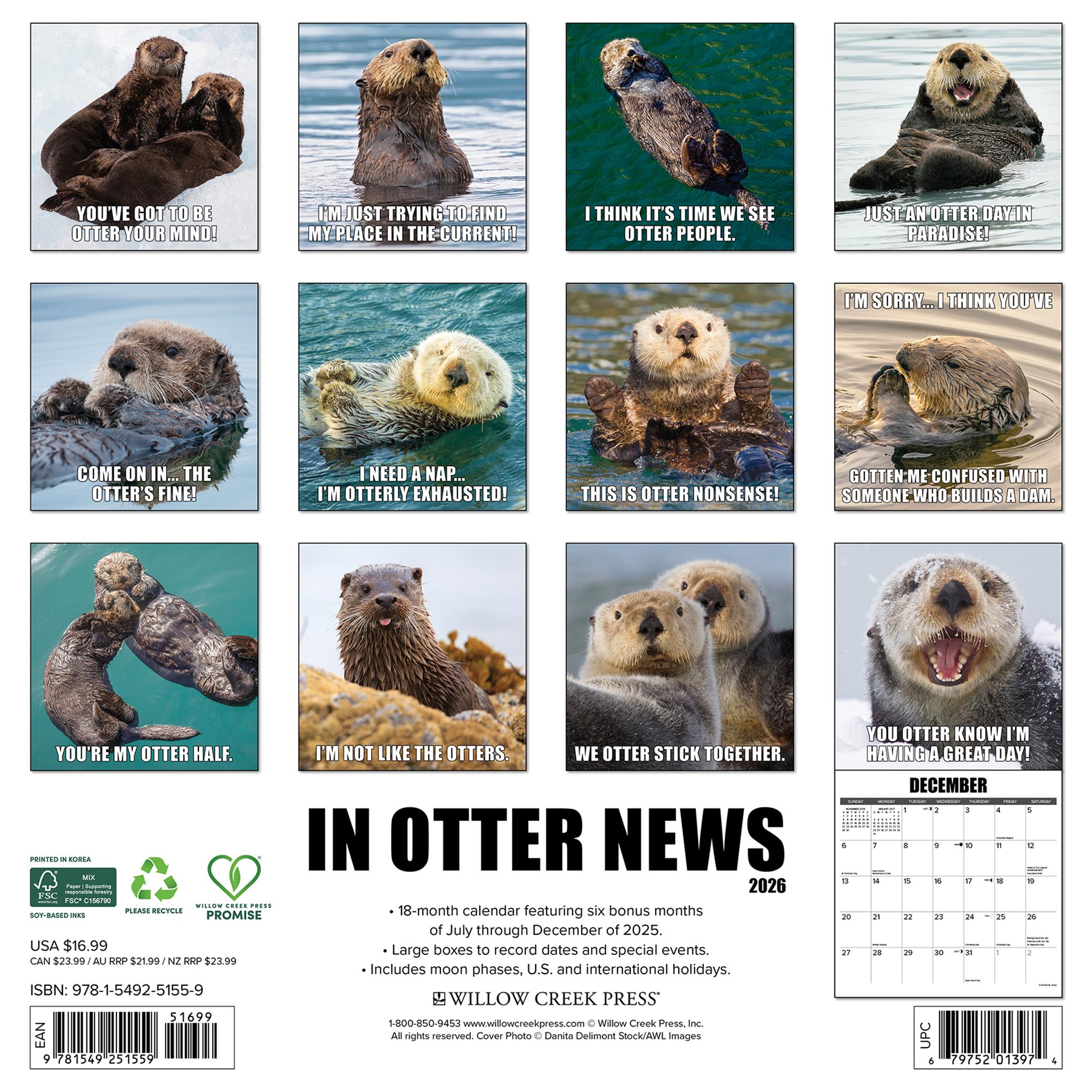 In Otter News 2026 Wall Calendar