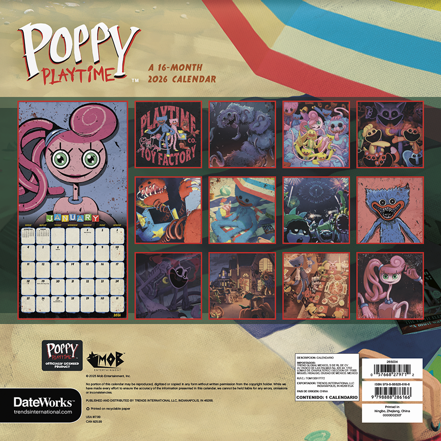 Poppy Playtime 2026 Wall Calendar - Online Only
