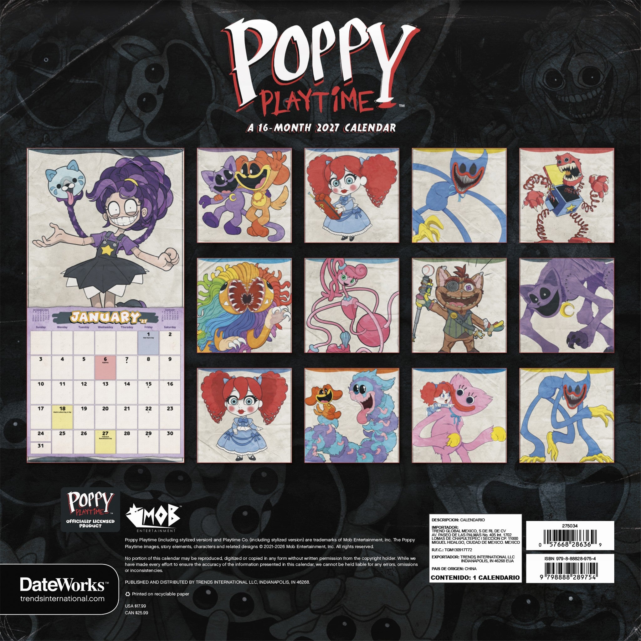 Poppy Playtime 2027 Wall Calendar - Online Only