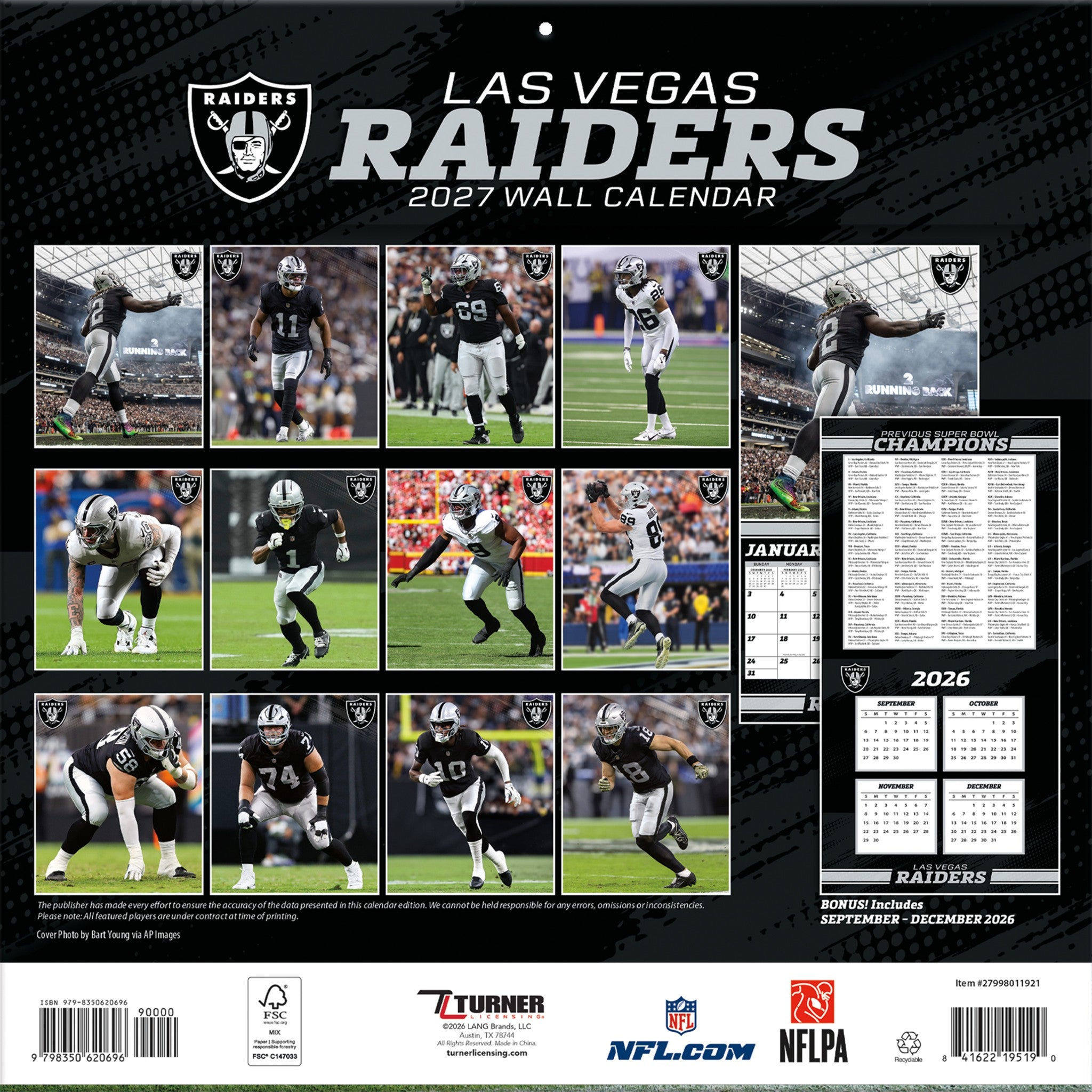 NFL Las Vegas Raiders 2027 Wall Calendar
