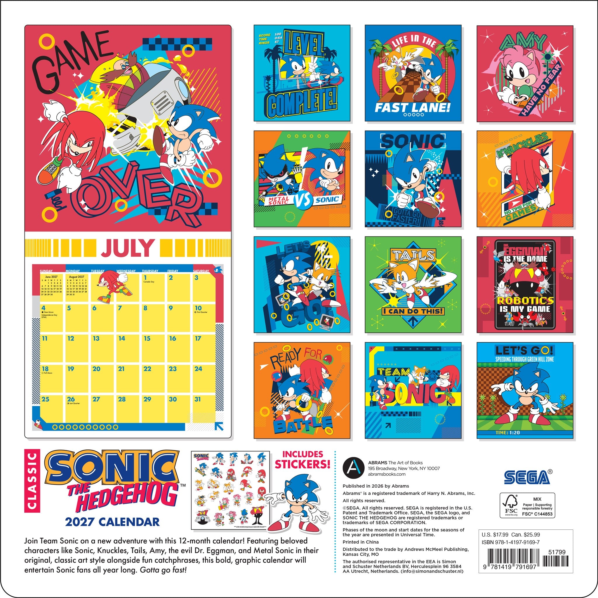Sonic the Hedgehog Classic 2027 Wall Calendar