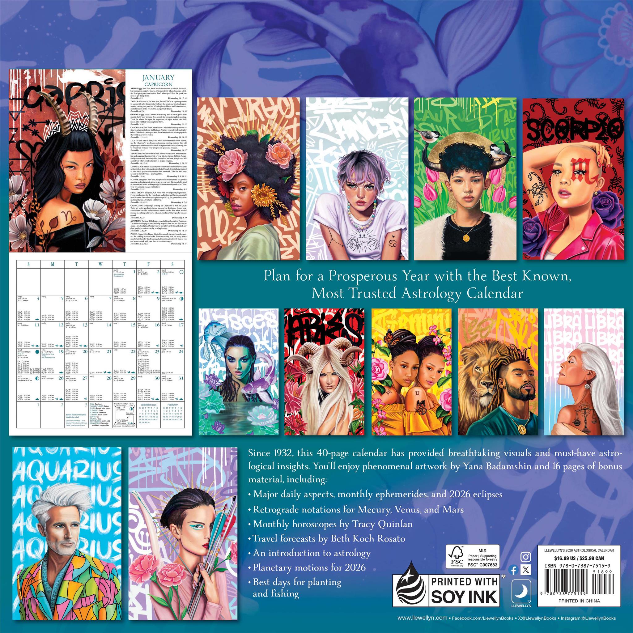 Astrological 2026 Wall Calendar