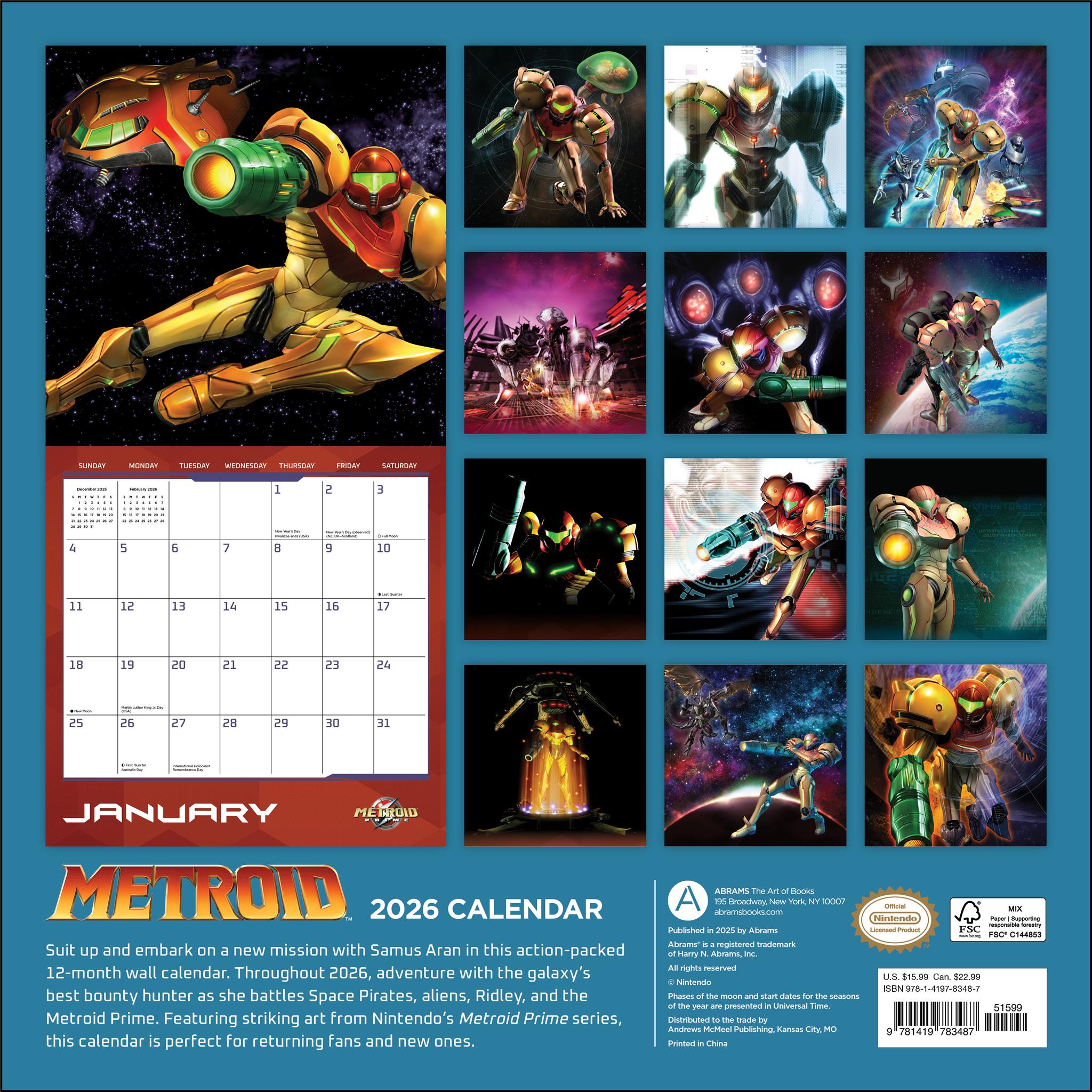 Metroid 2026 Wall Calendar