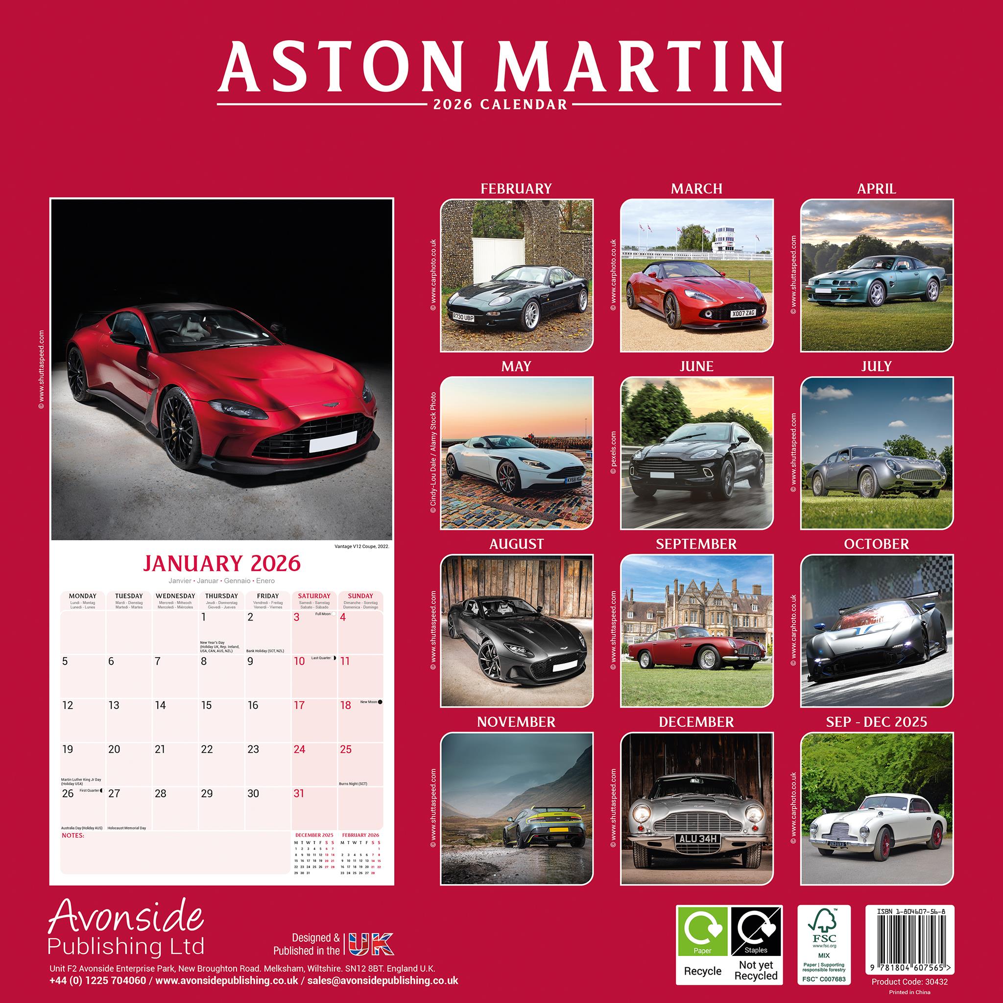 Aston Martin 2026 Wall Calendar - Online Only