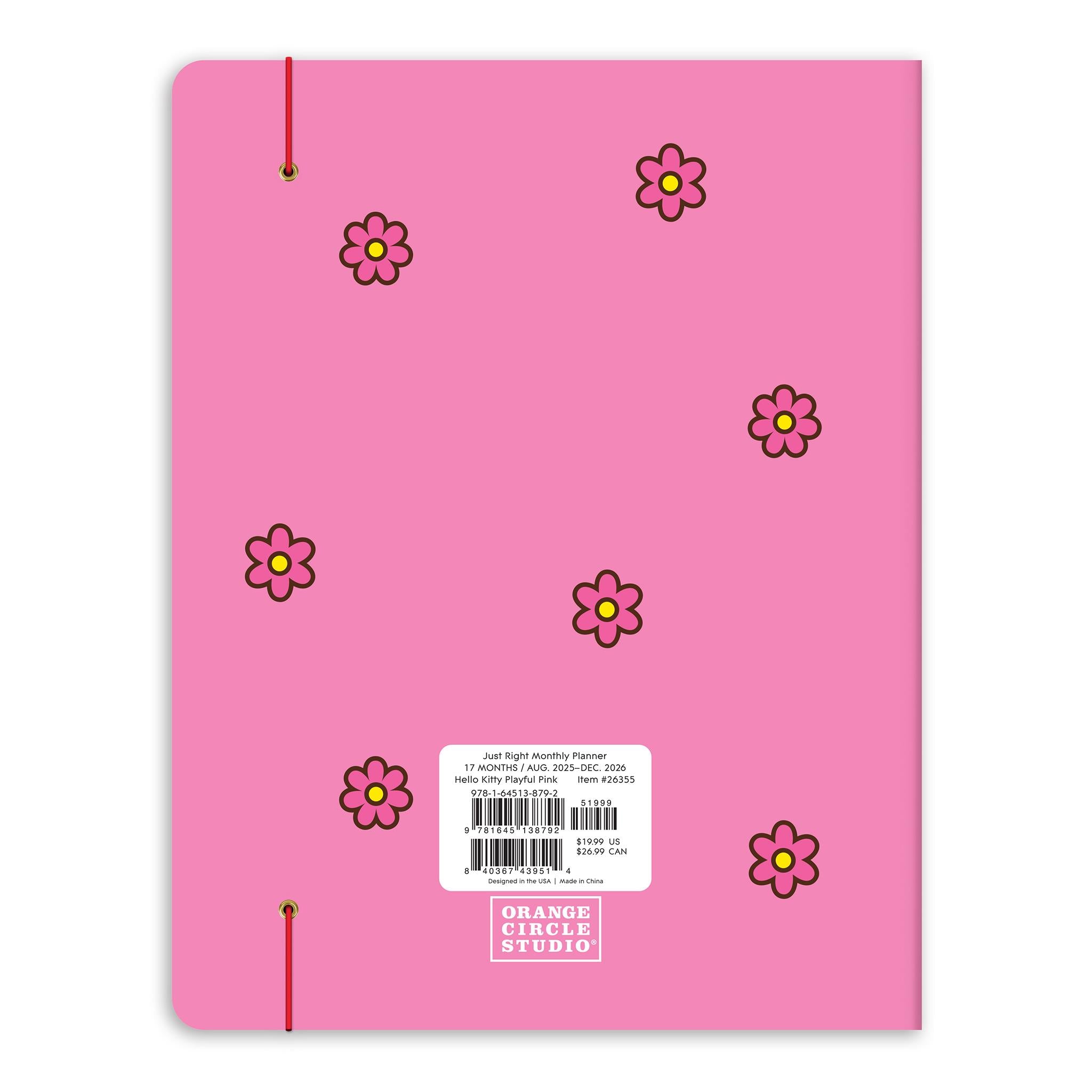 Hello Kitty Playful Pink Just Right 2025-2026 Monthly Planner Calendar - Online Only