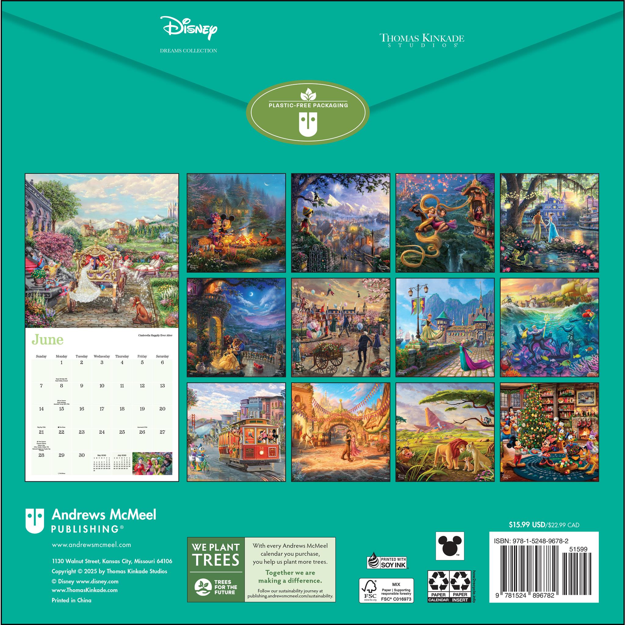 Kinkade Disney Dreams Collection 2026Wall Calendar