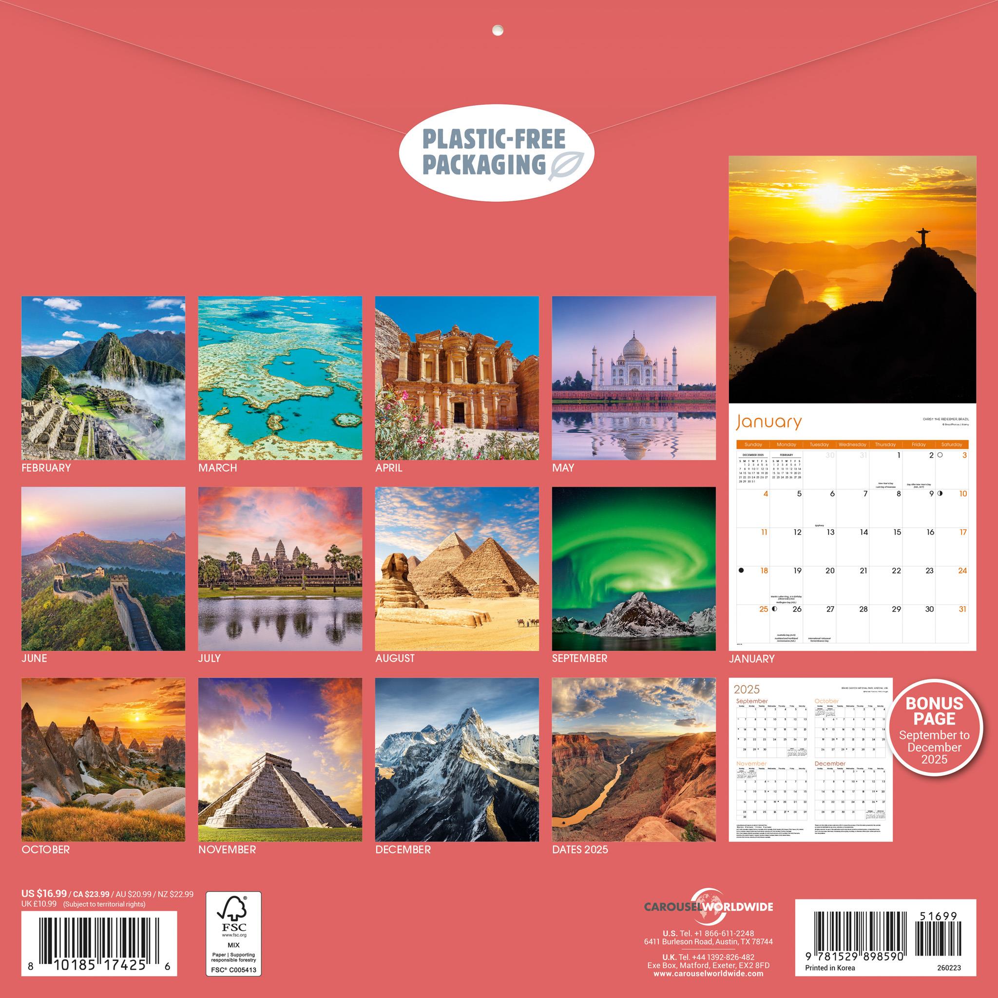 World Wonders 2026 Wall Calendar