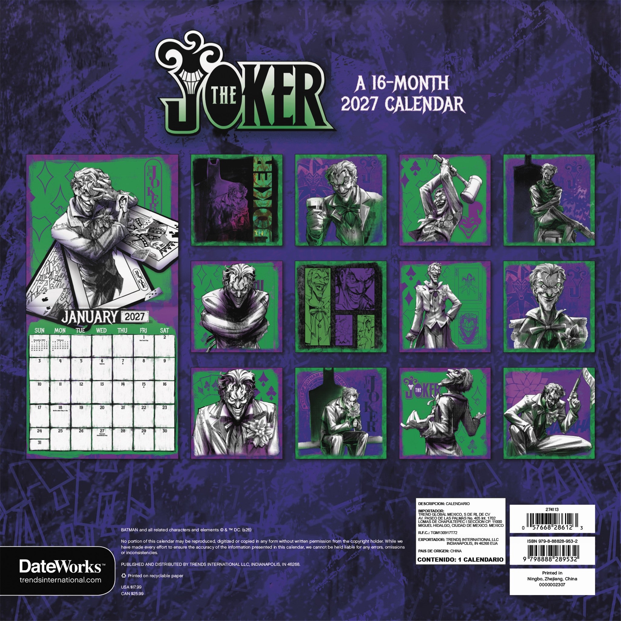 Joker 2027 Wall Calendar