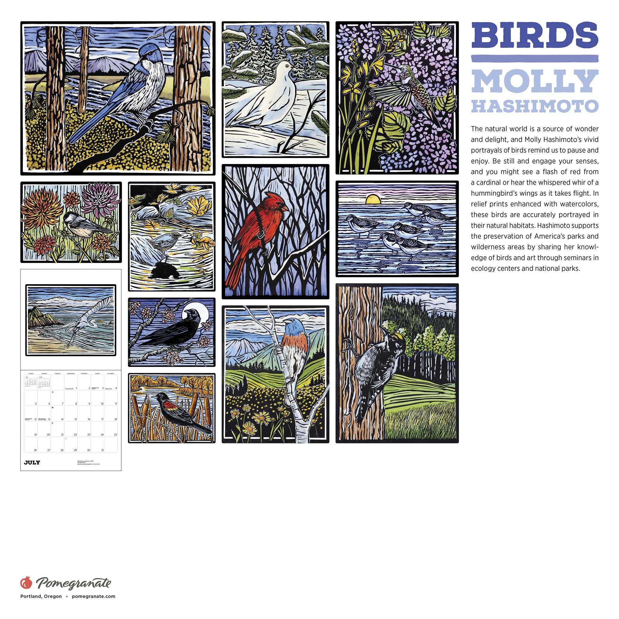 Molly Hashimoto Birds 2026 Wall Calendar