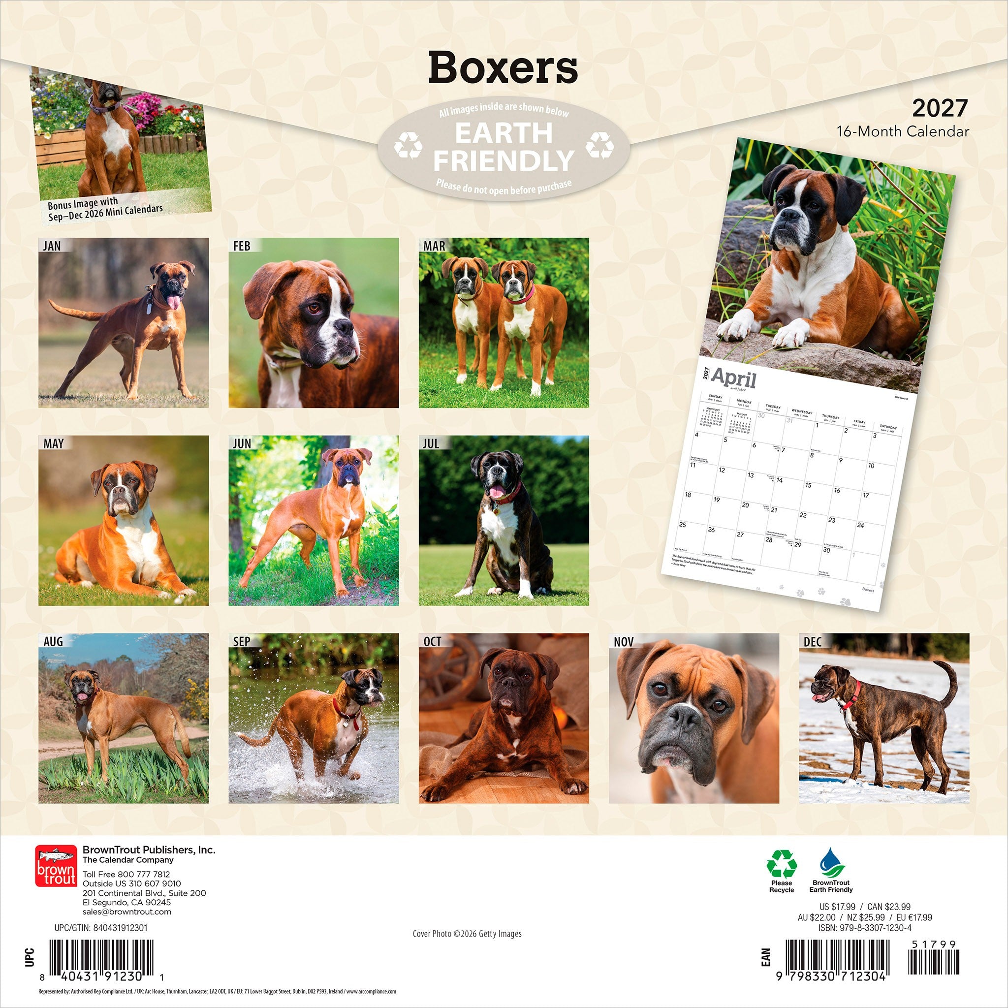 Boxers International 2027 Wall Calendar