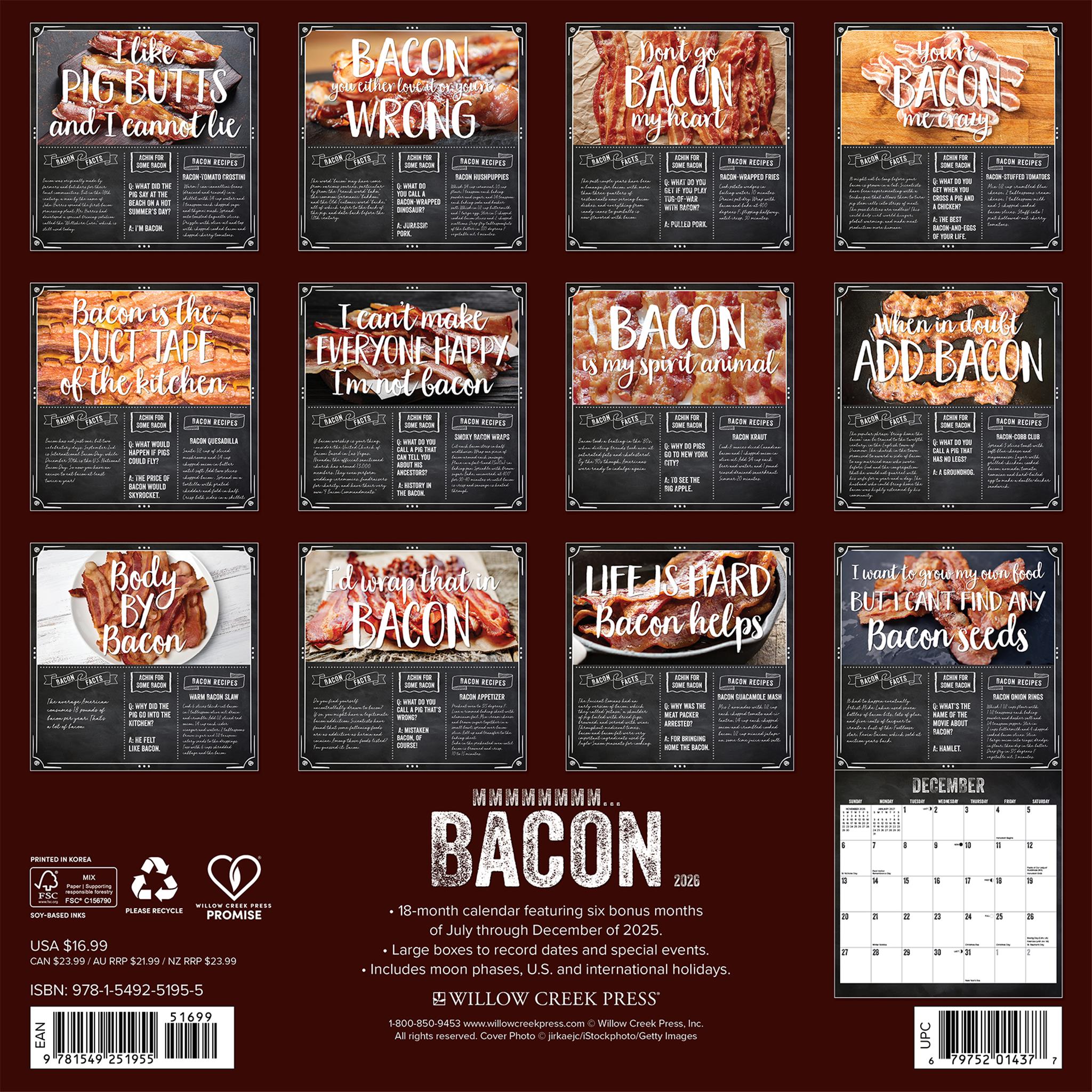 Mmmmmmmm Bacon 2026 Wall Calendar