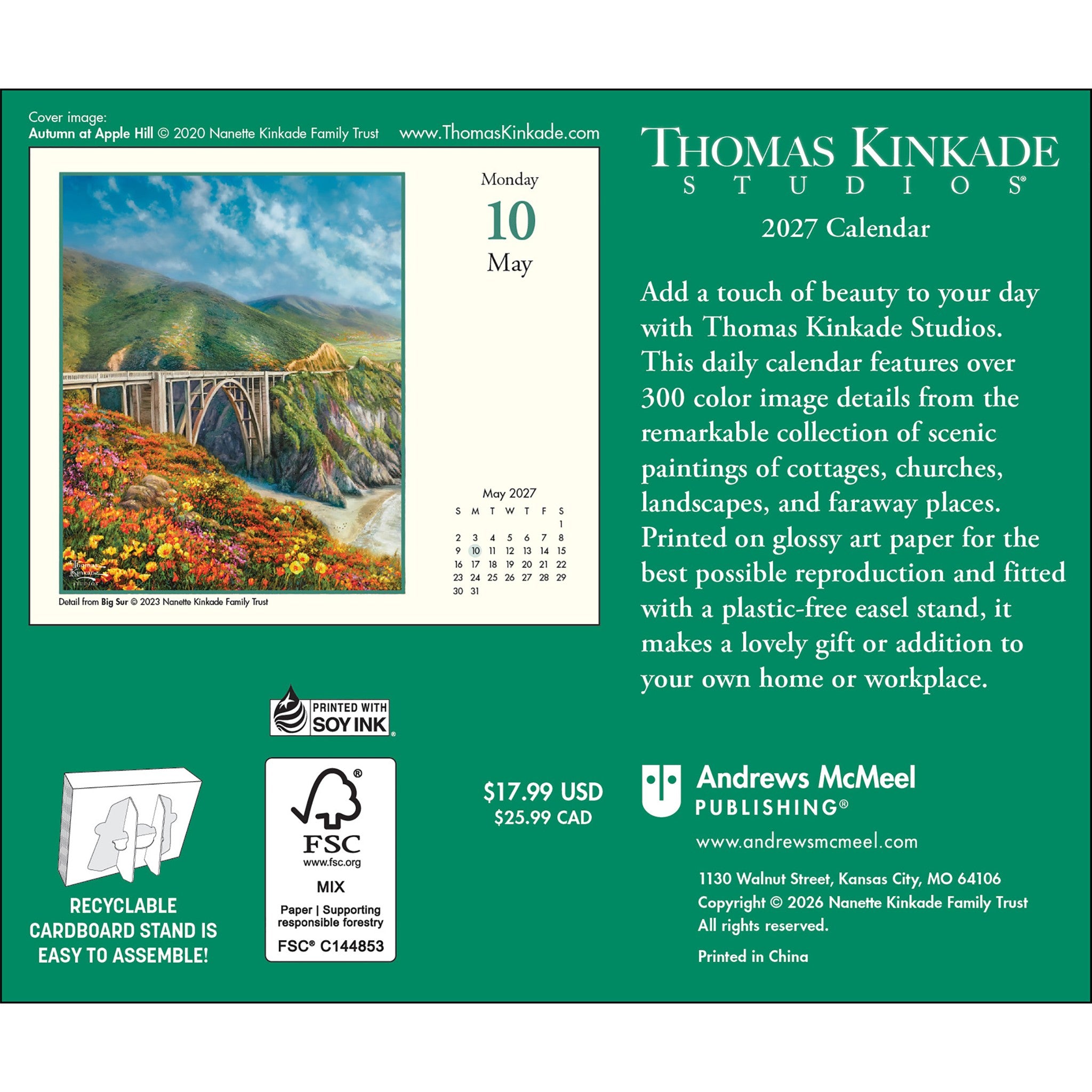 Thomas Kinkade Studios 2027 Box Calendar