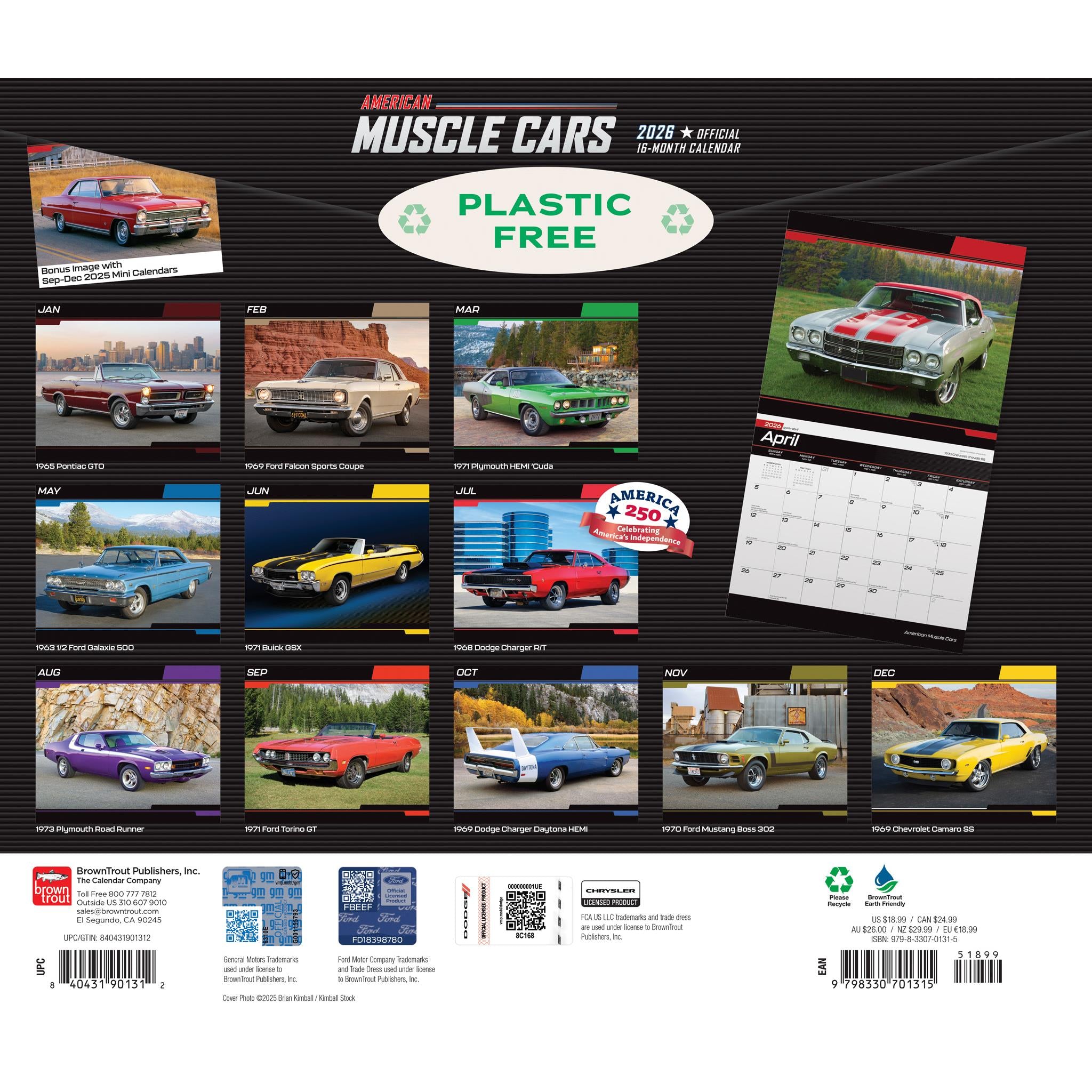 American Muscle Cars 2026 Wall Calendar