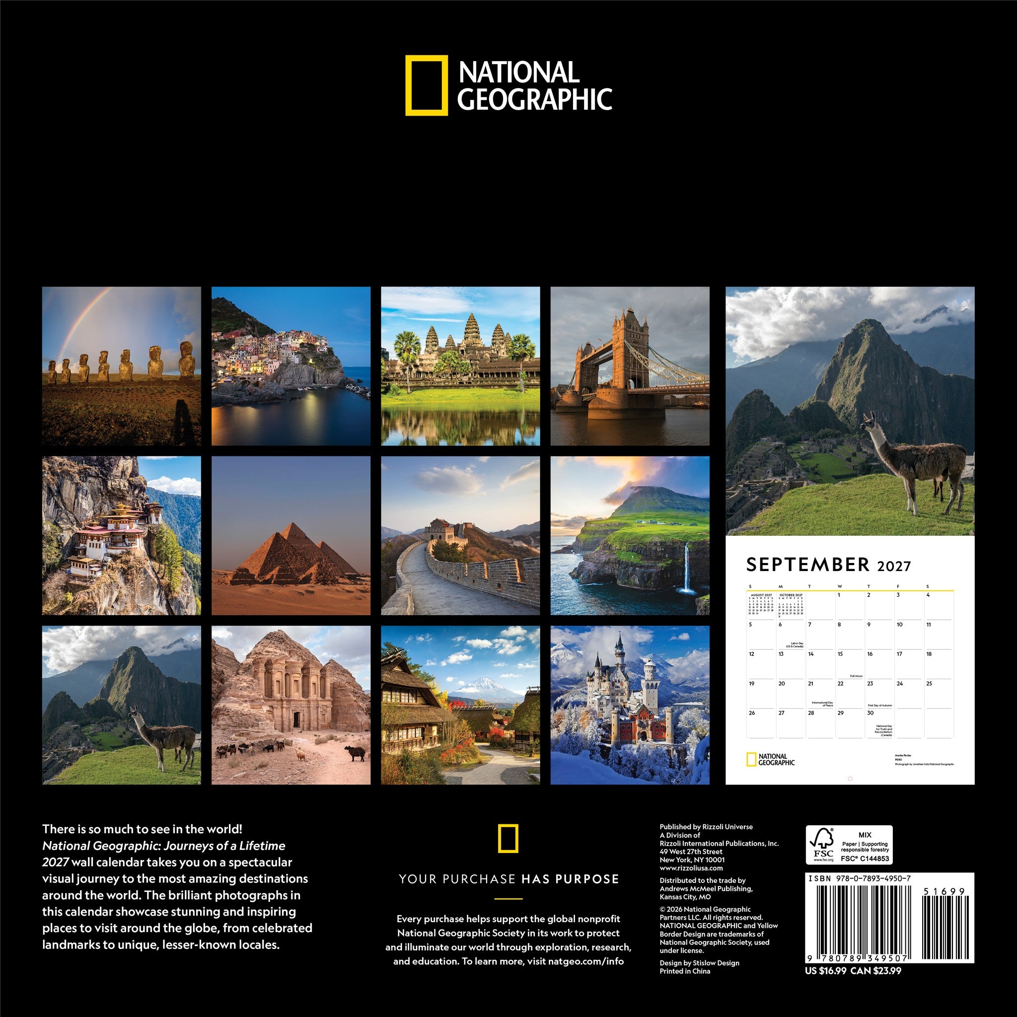 National Geographic: Journeys of a Lifetime 2027 Wall Calendar - Online Only