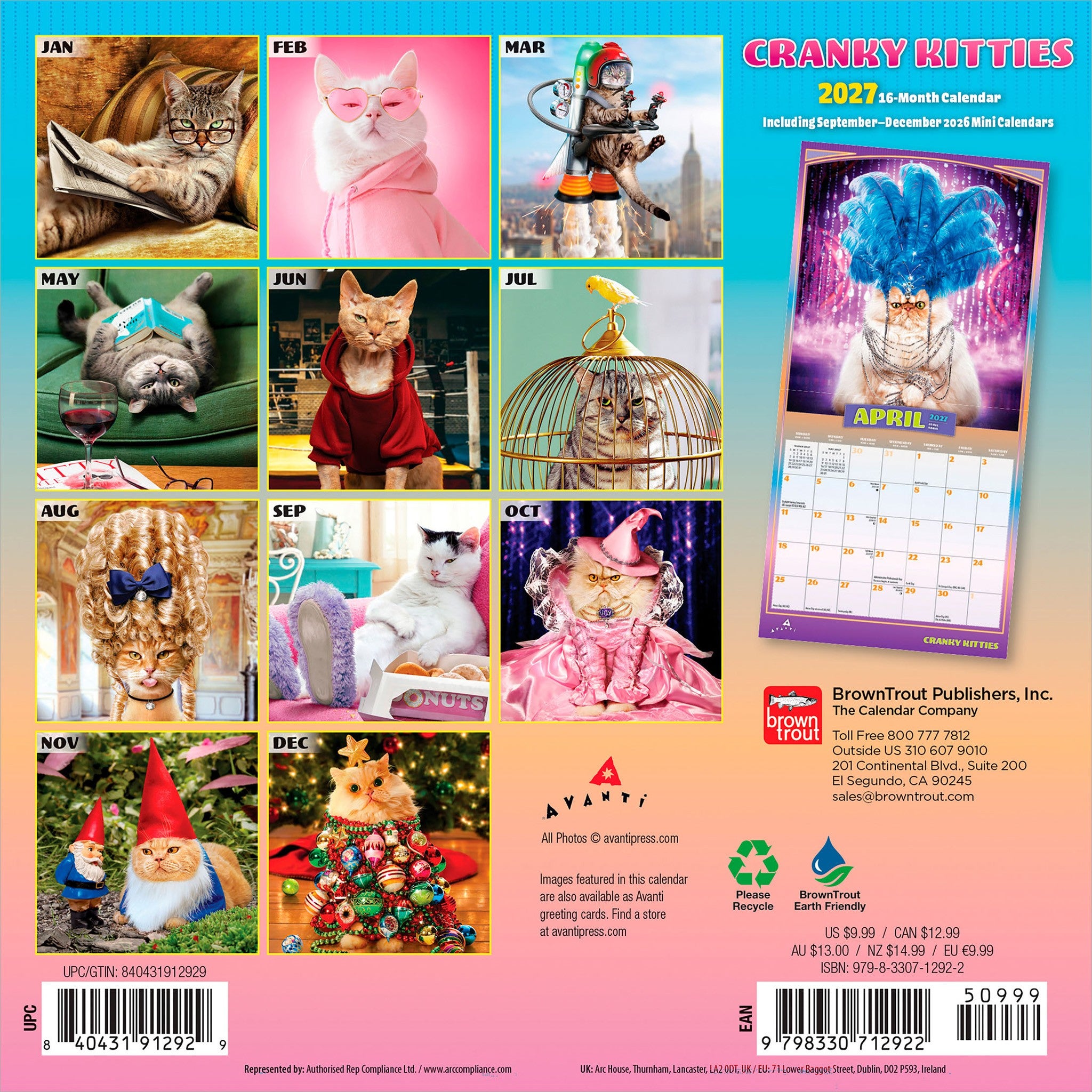 Avanti Cranky Kitties 2027 Mini Calendar