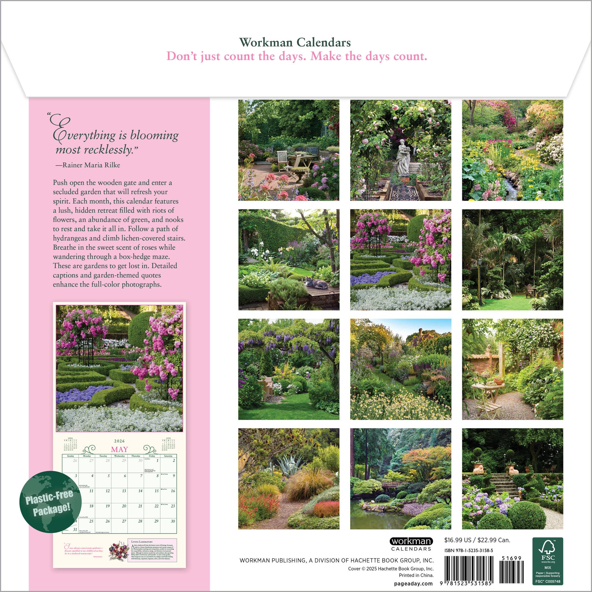 Secret Garden 2026 Wall Calendar