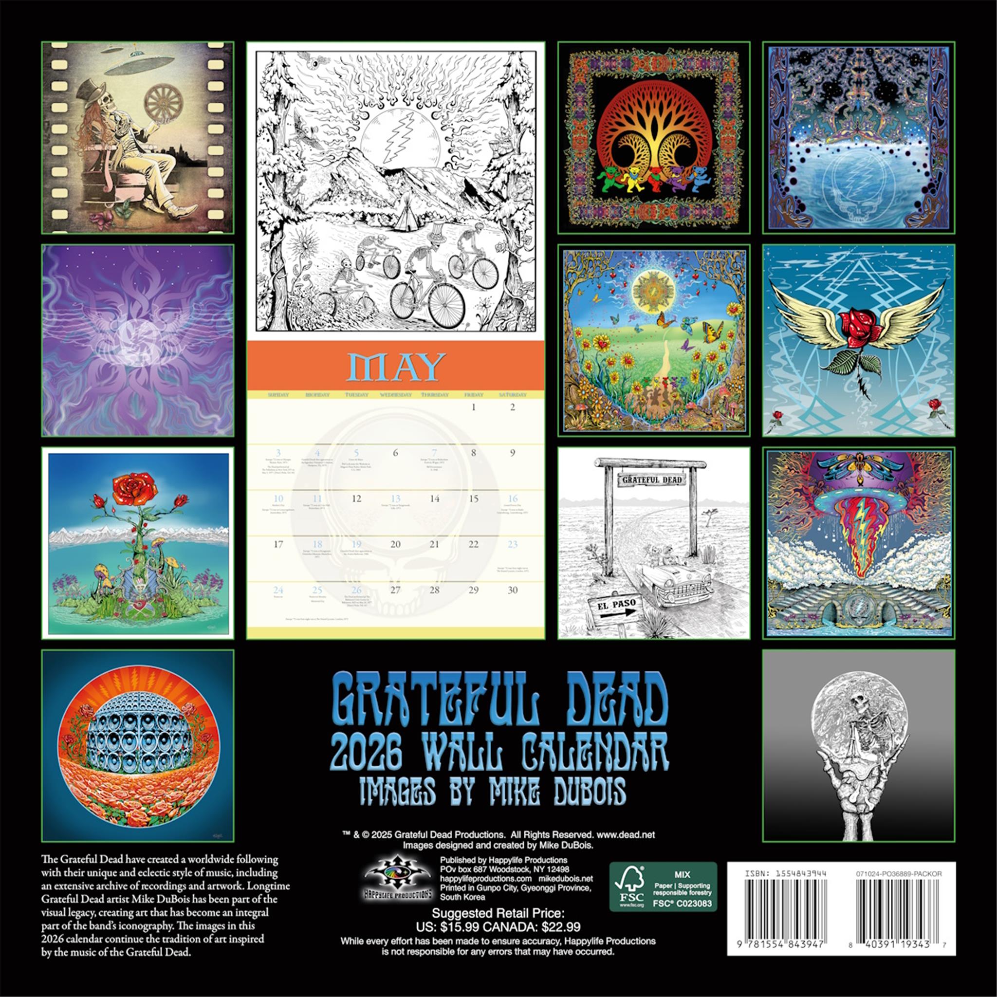 Grateful Dead 2026 Wall Calendar