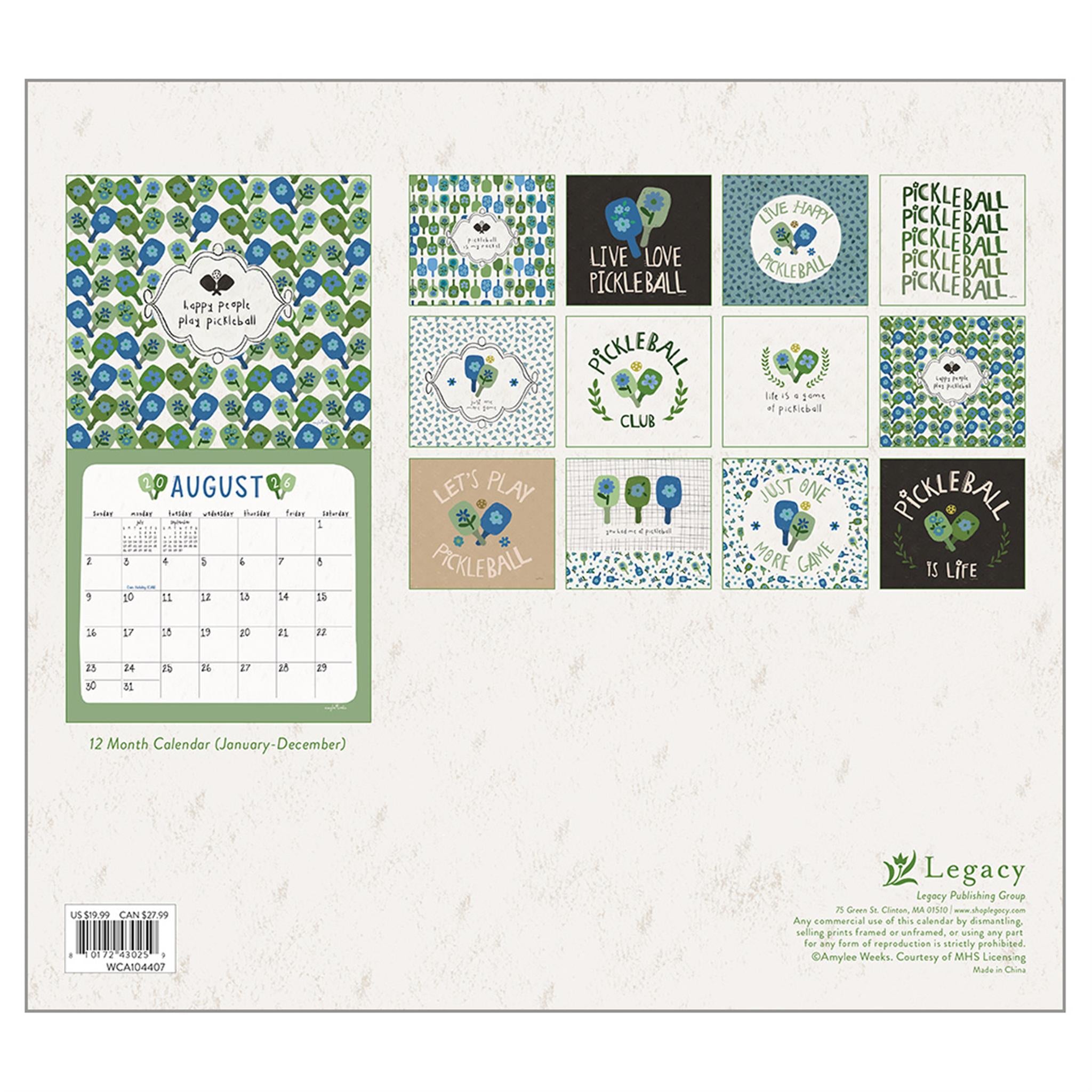 Pickleball 2026 Deluxe Wall Calendar - Online Only