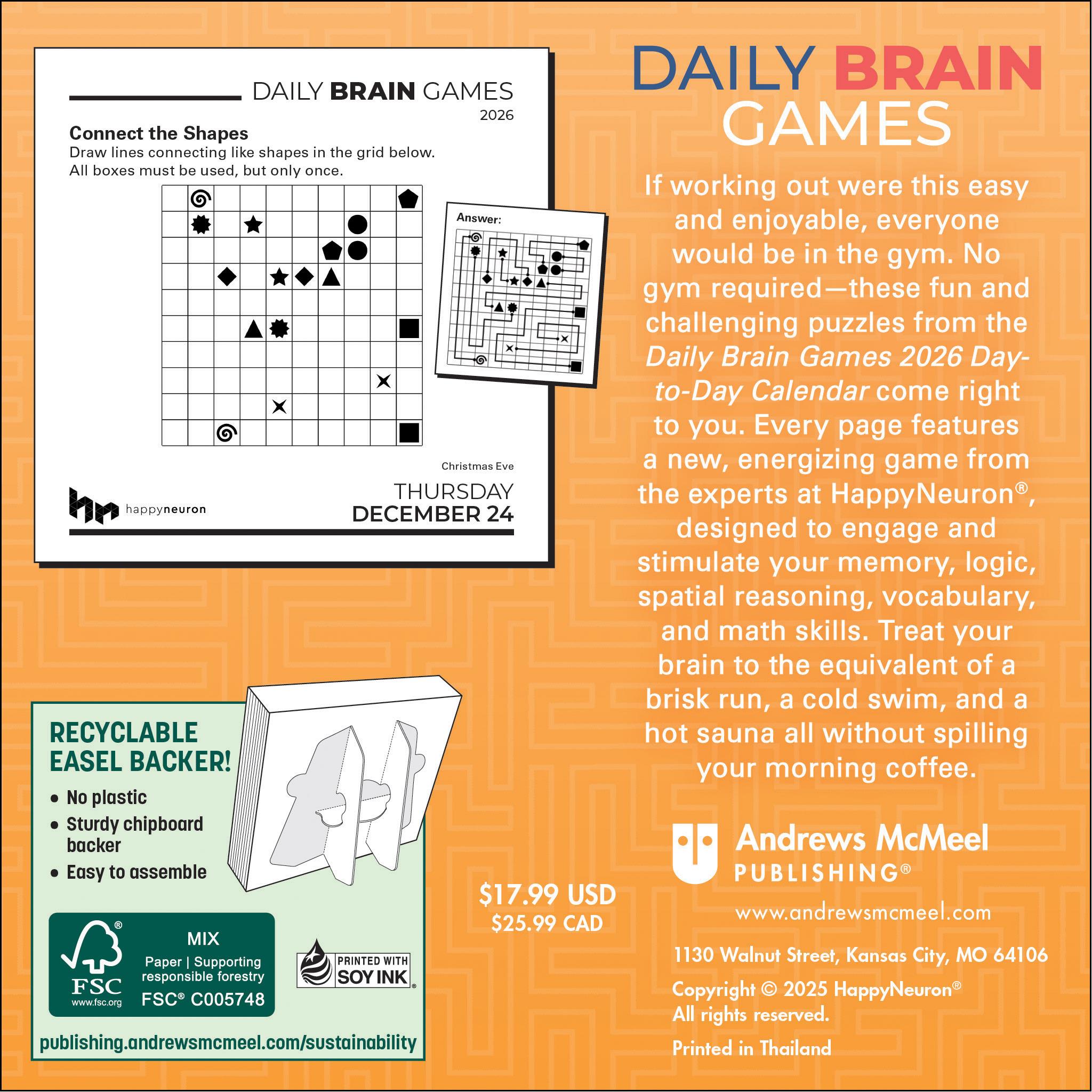 Daily Brain Games 2026 Box Calendar - Online Only