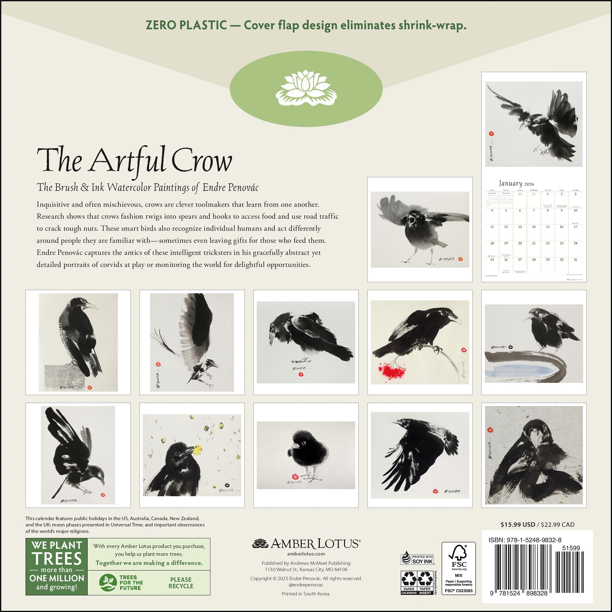 Artful Crow 2026 Wall Calendar - Online Only