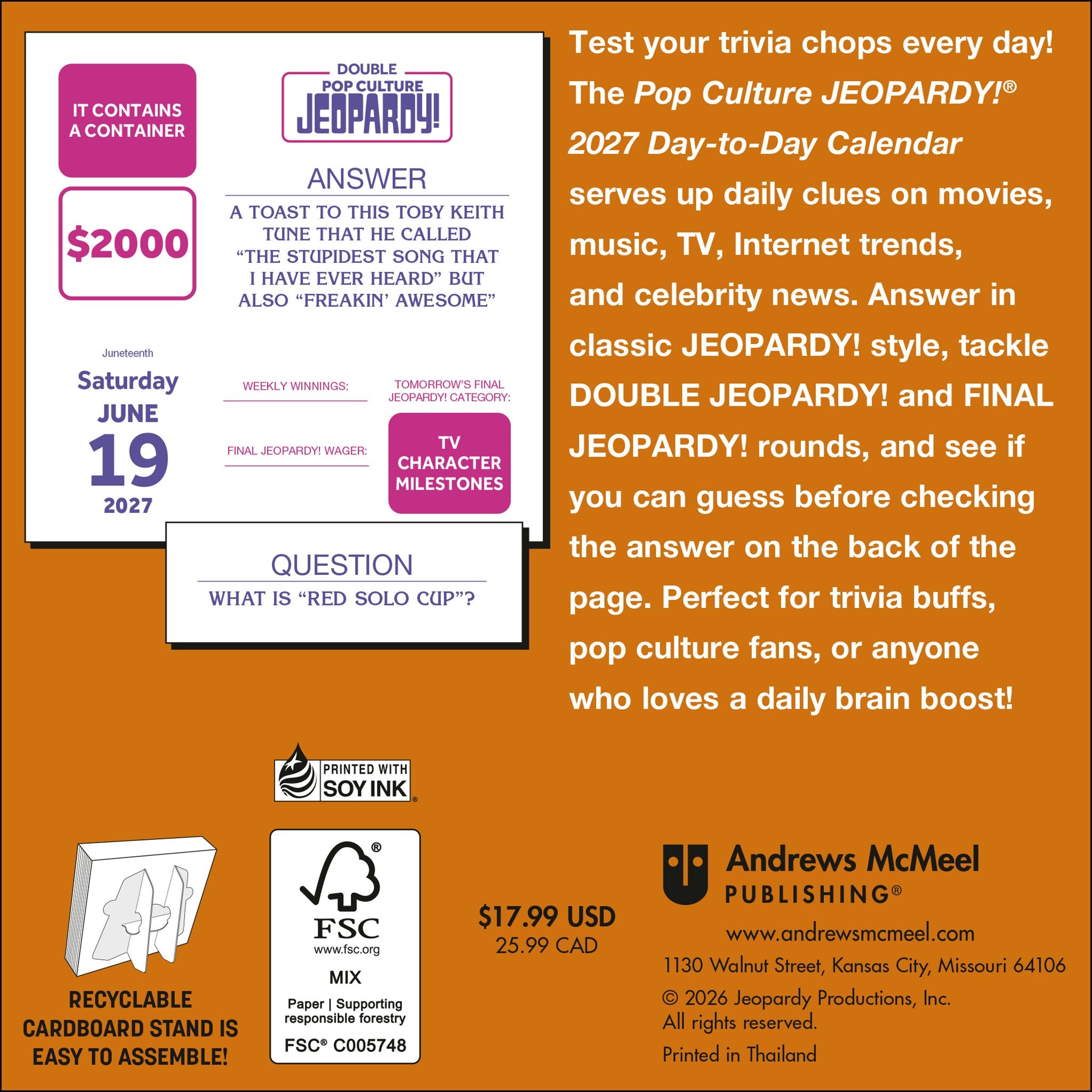 Pop Culture JEOPARDY! 2027 Box Calendar - Online Only