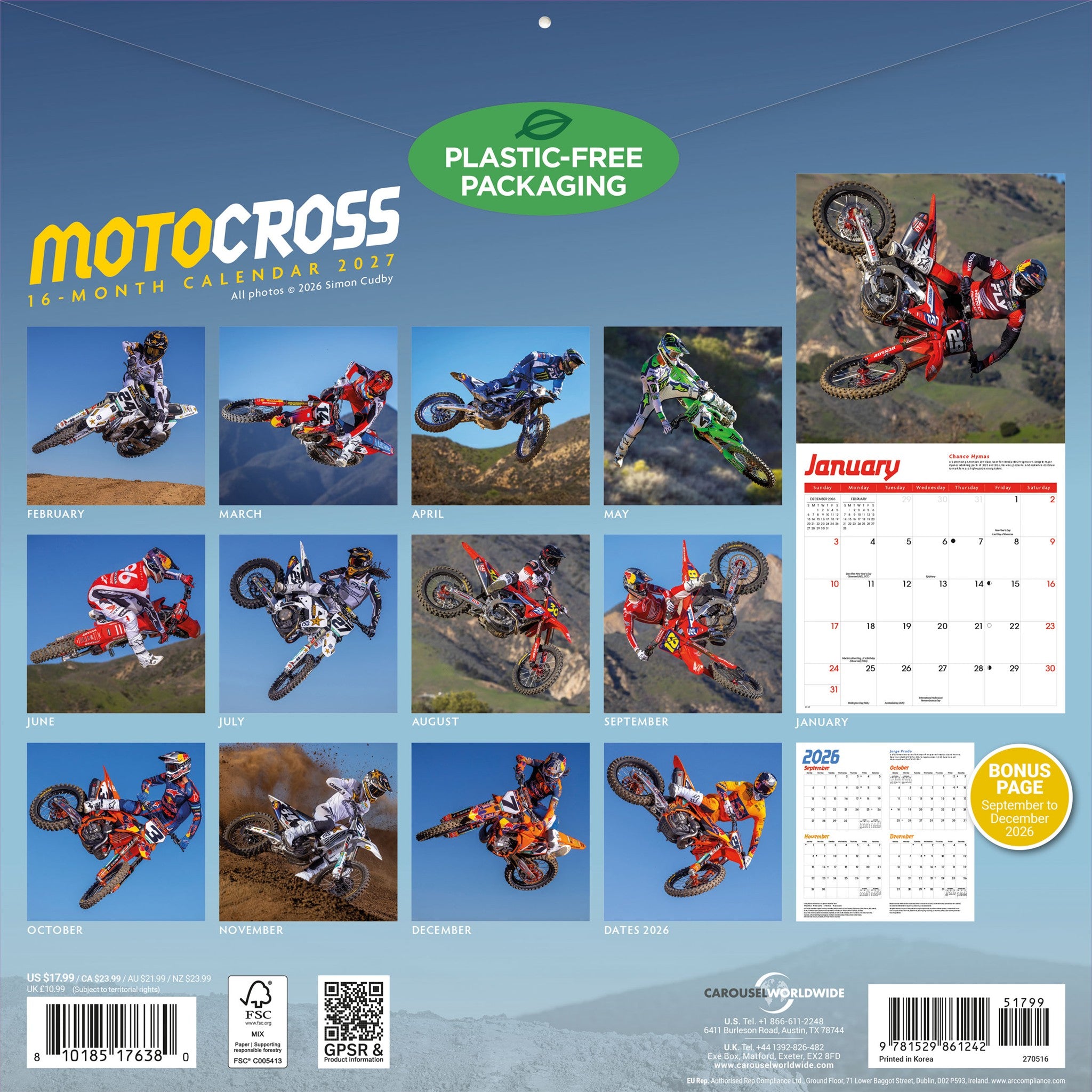 Motocross 2027 Wall Calendar