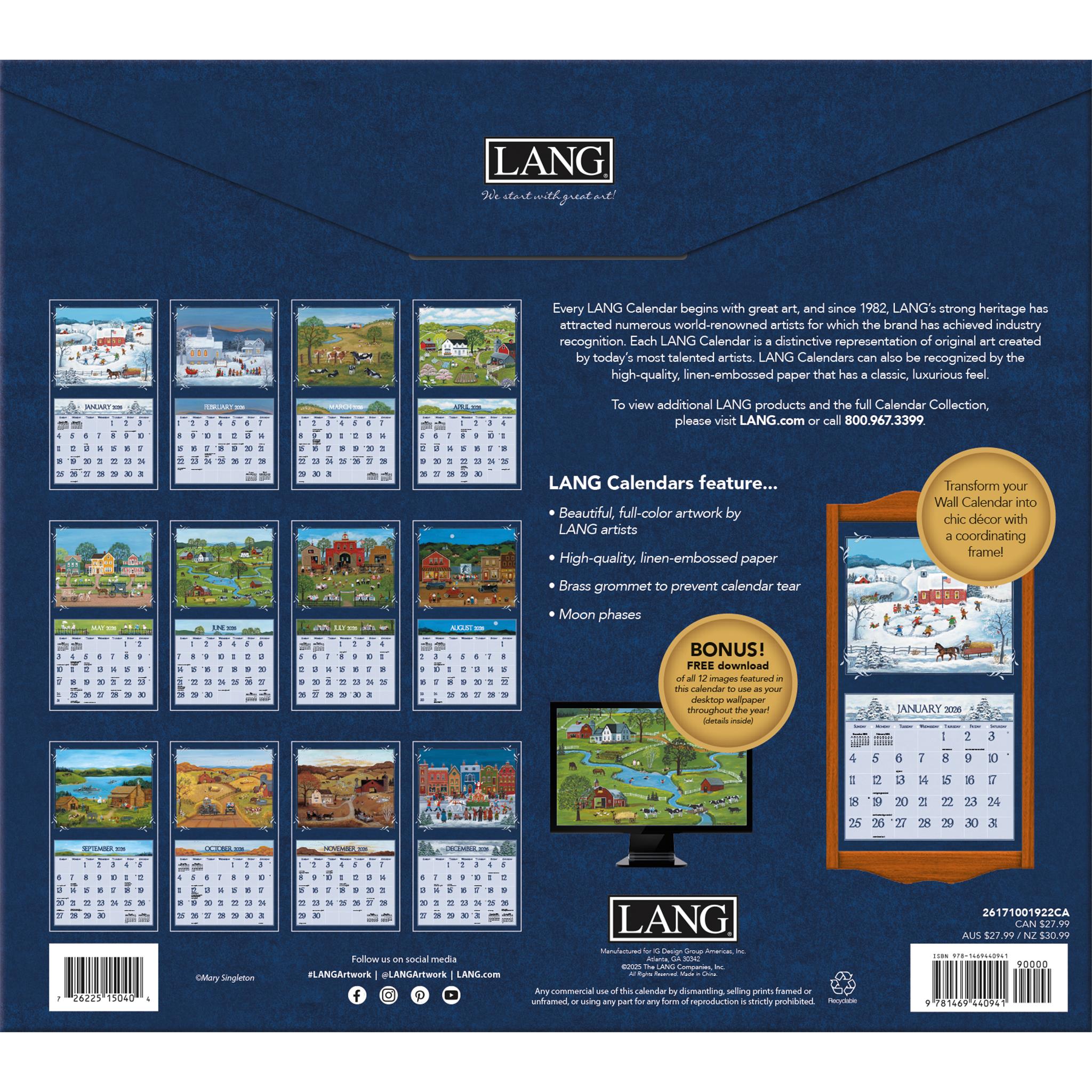 Lang Folk Art 2026 Special Edition Wall Calendar with Print