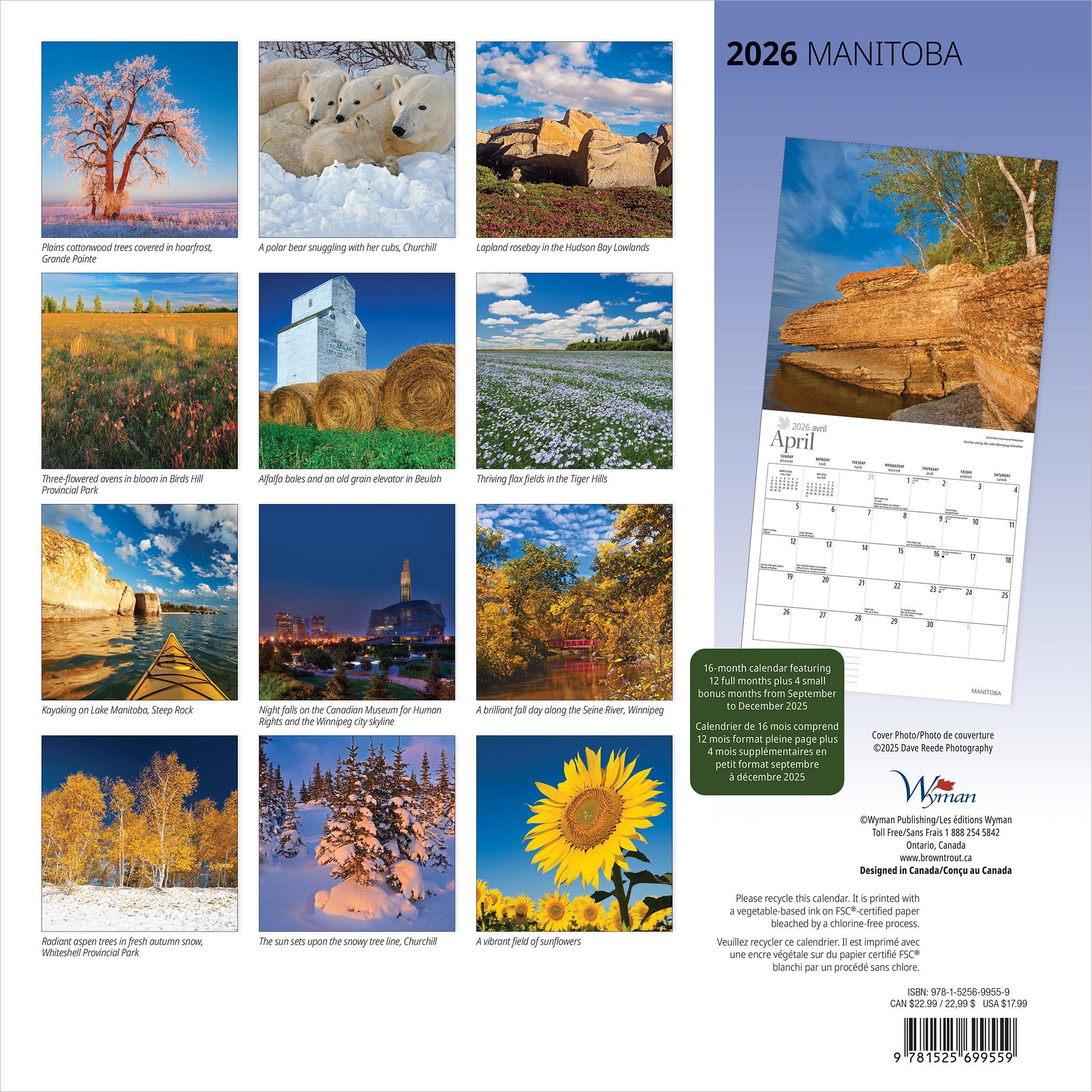 Manitoba 2026 Wall Calendar