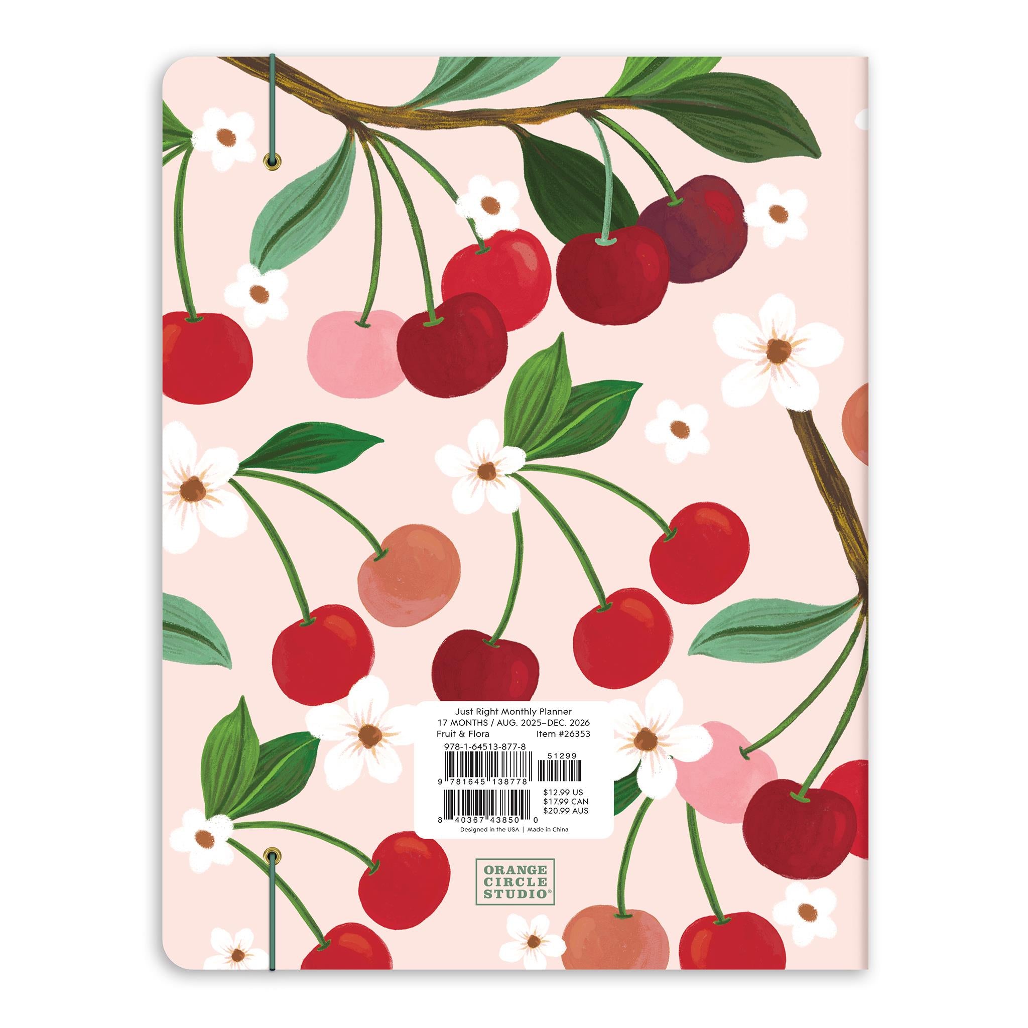 Fruit And Flora Just Right 2025-2026 Monthly Planner Calendar