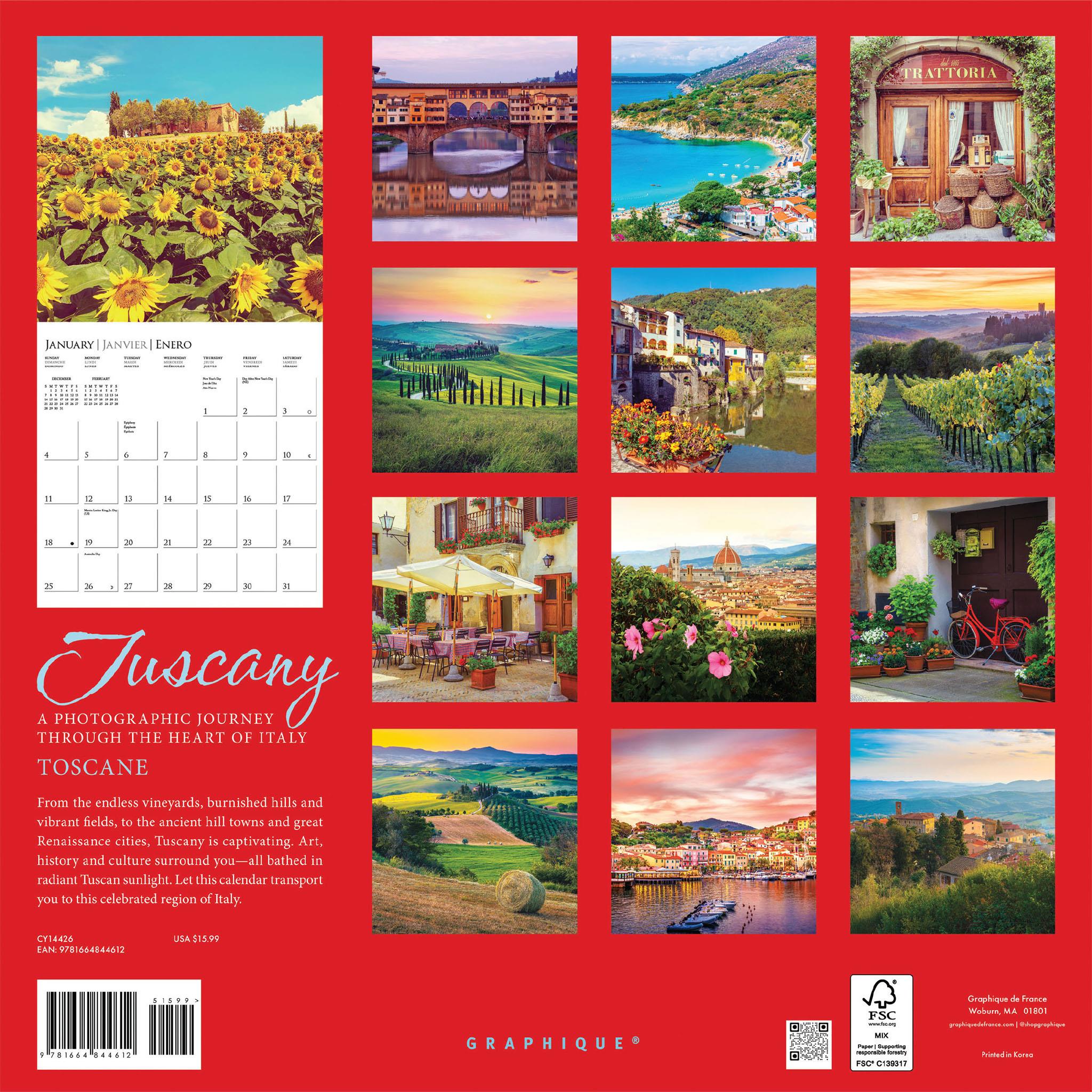 Tuscany 2026 Wall Calendar