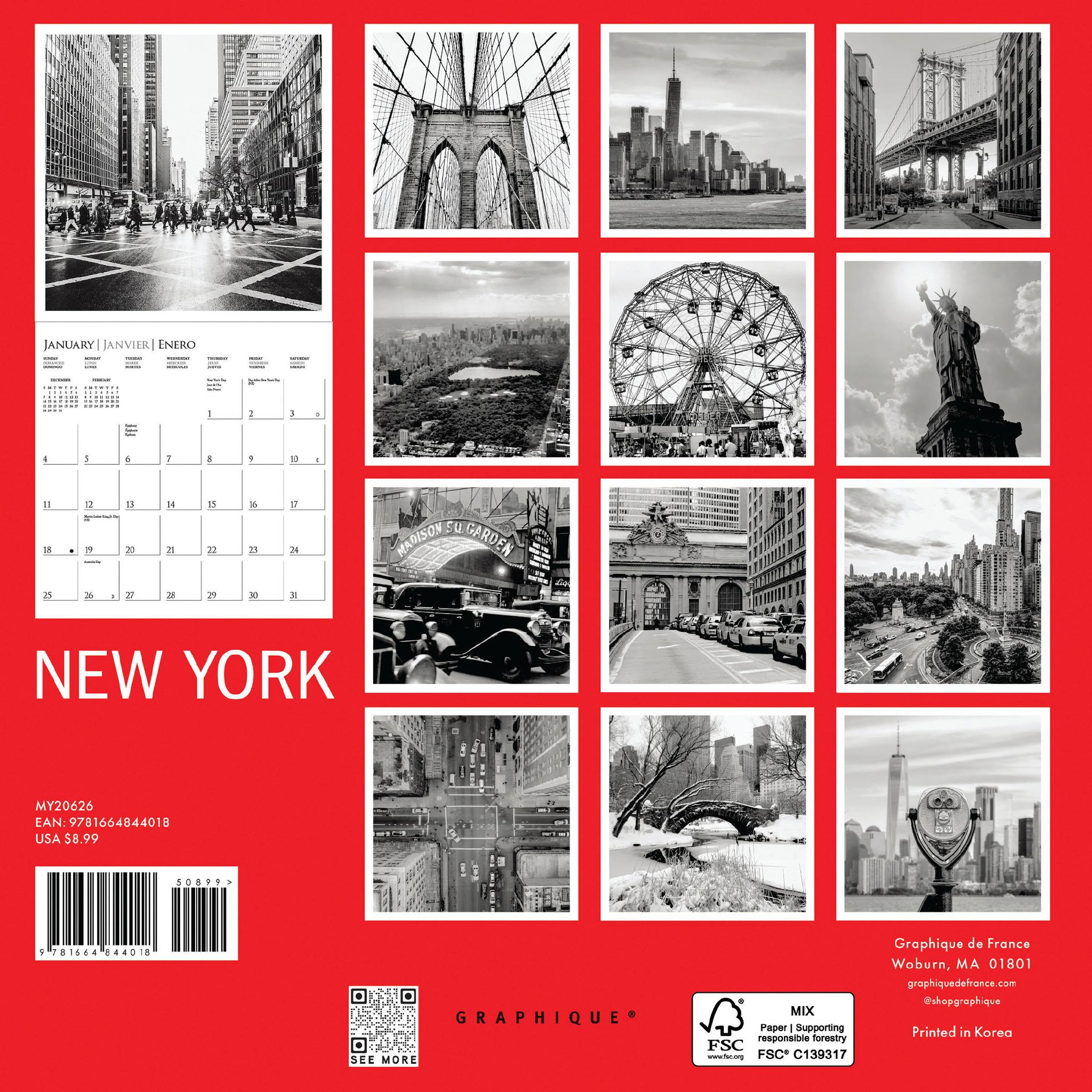 New York 2026 Mini Calendar