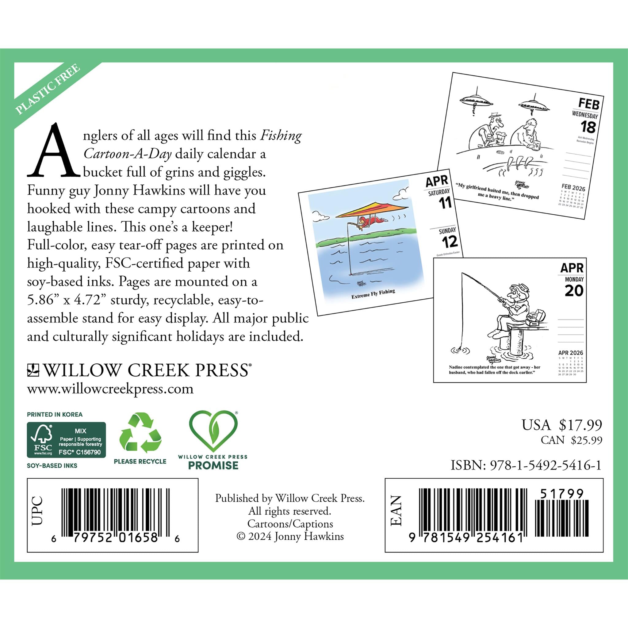 Fishing Cartoon A Day By Jonny Hawkins 2026 Box Calendar