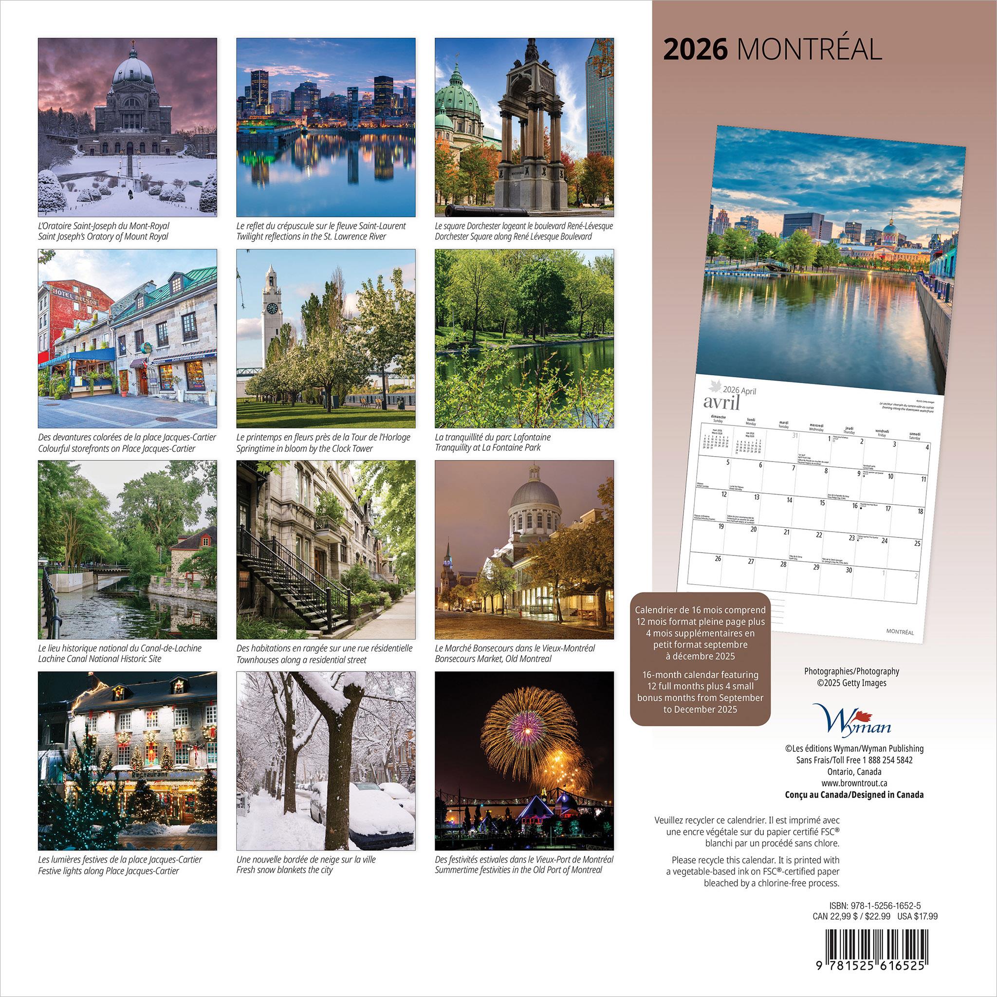 Montreal 2026 Wall Calendar